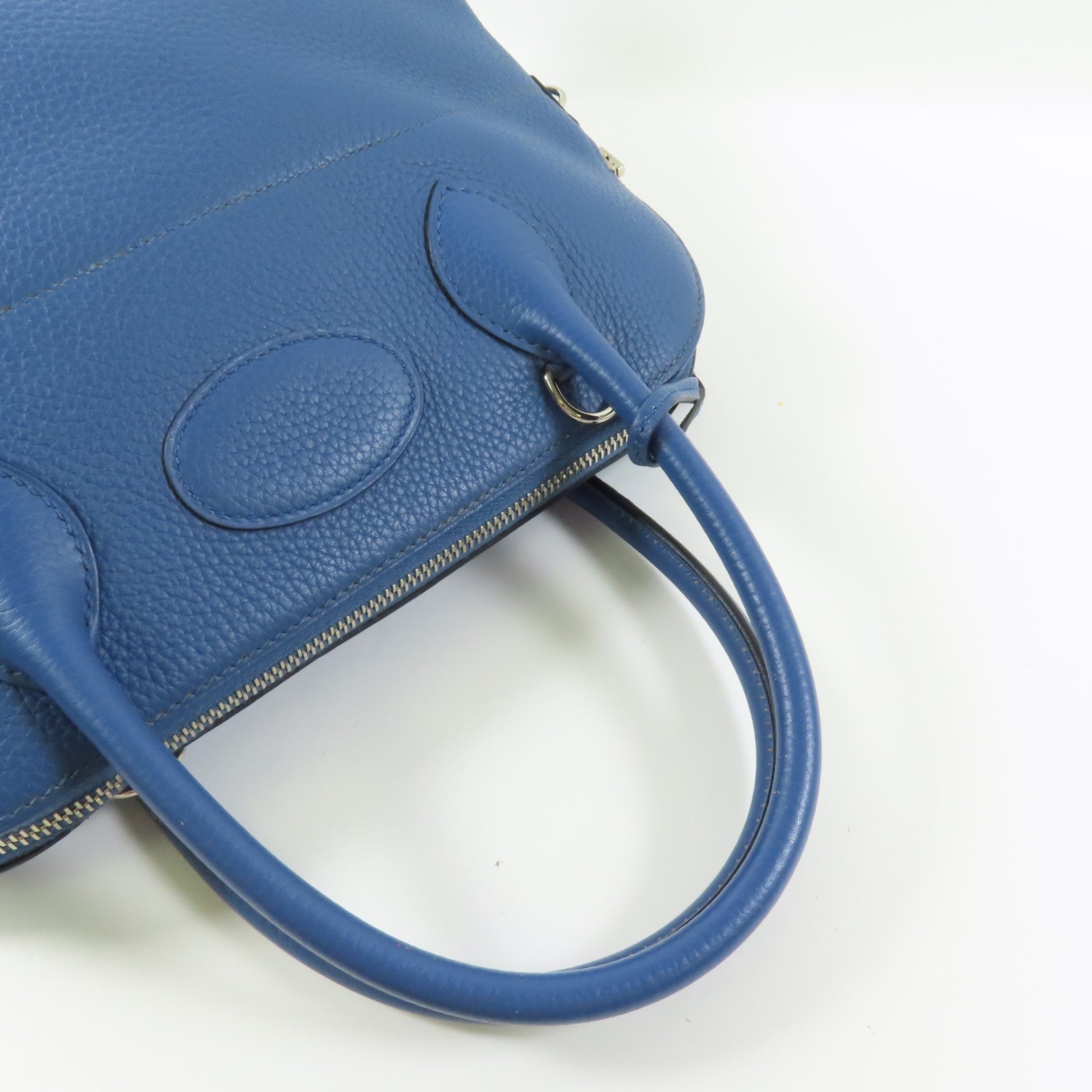 HERMES Clemence皮革Bolide 31銀扣手挽肩背兩用袋7E Bleu Brighton