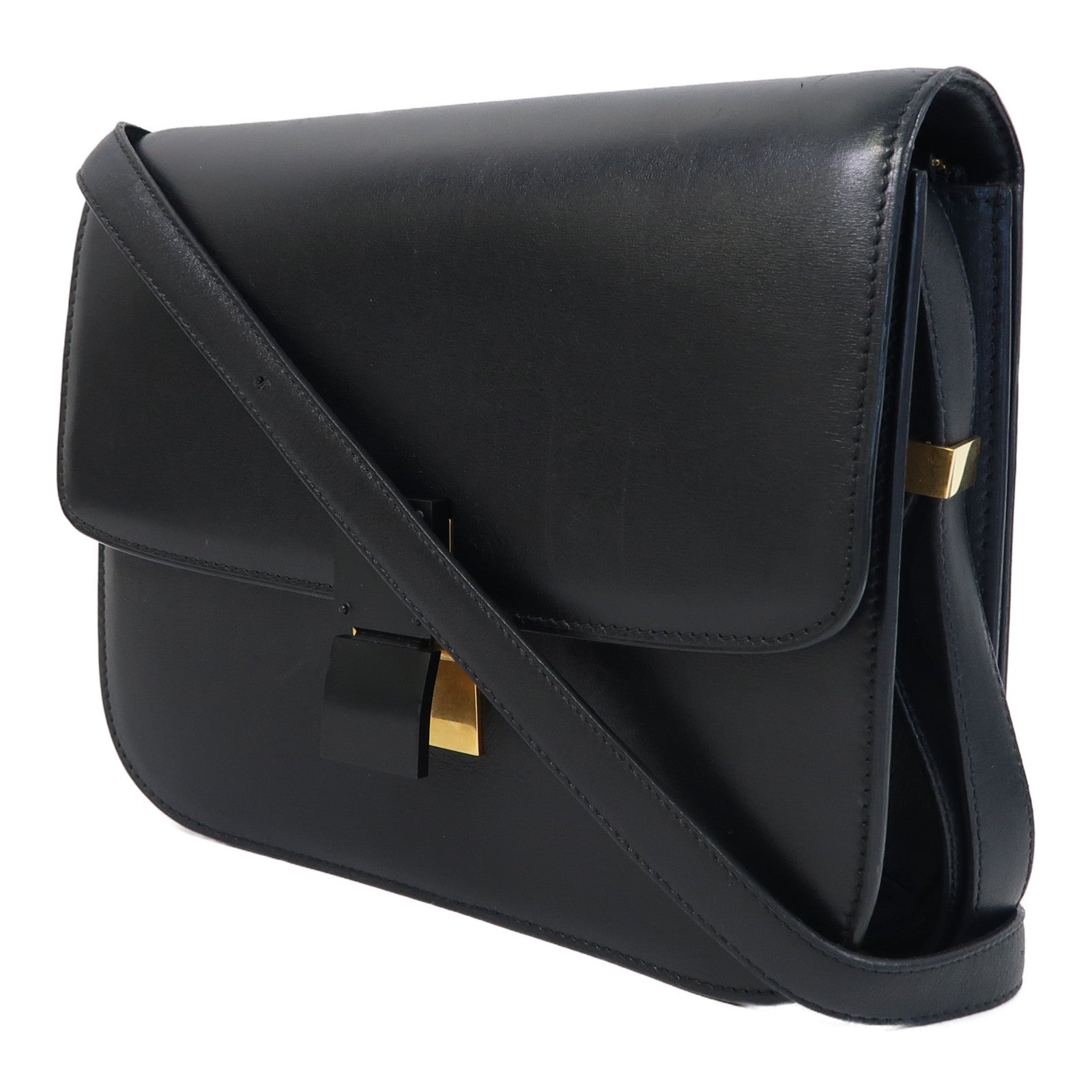 CELINE 牛皮皮革Classic Box金扣肩背袋黑色