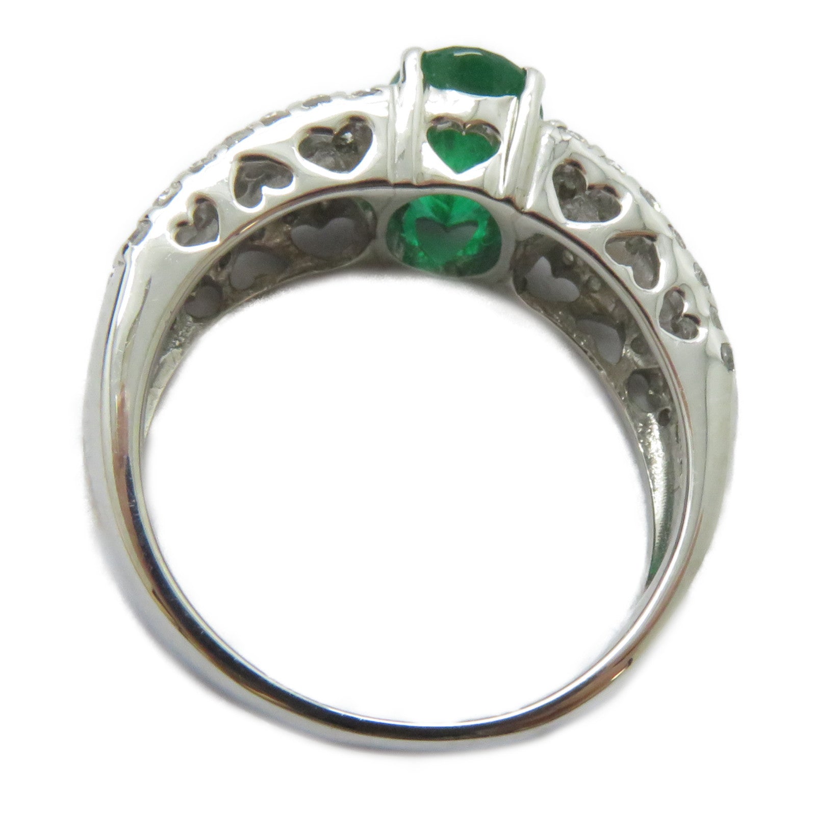JEWELRY PT900鉑金Emerald Ring 1.20ct綠寶石/0.53ct鑚石戒指US#6