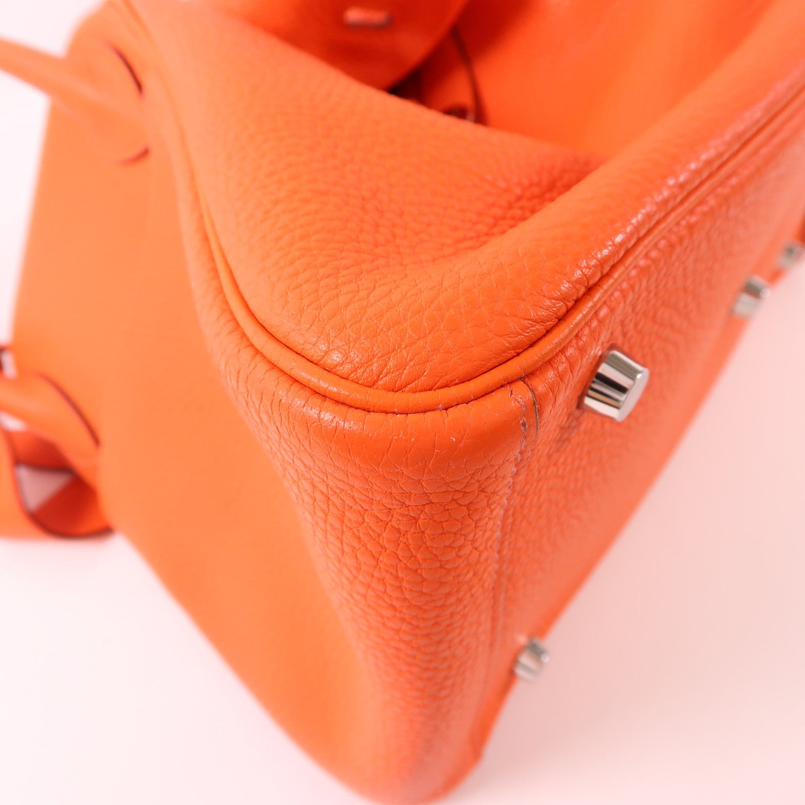 HERMES 皮革Lindy 30銀扣手挽肩背兩用袋9T Capucine