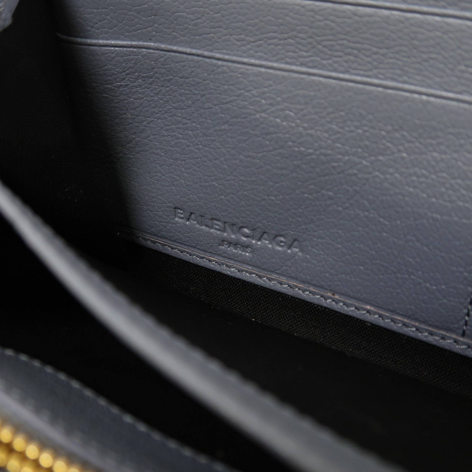 BALENCIAGA 牛皮皮革Zipper Long Wallet金扣長錢包藍色