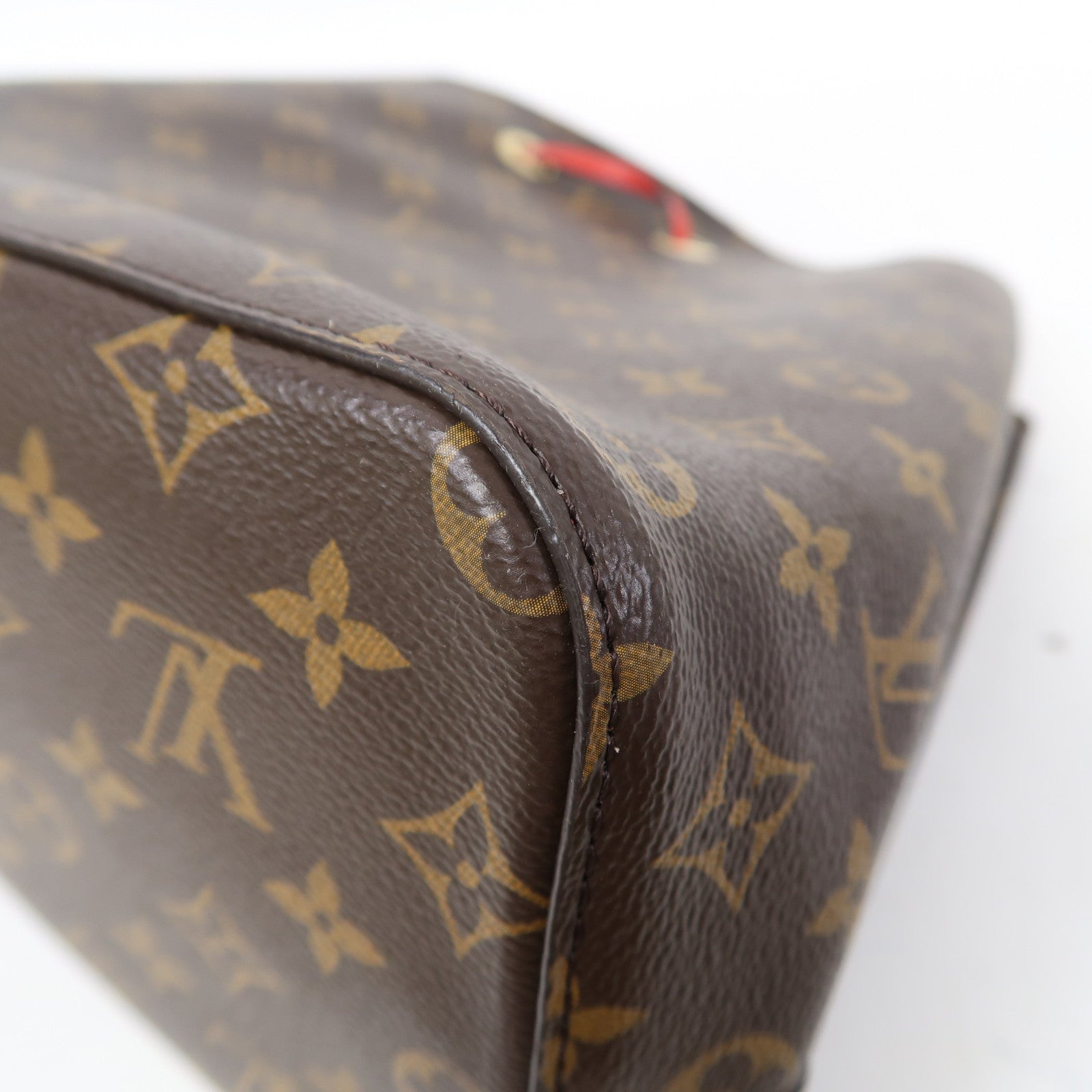 LOUIS VUITTON Monogram Neo Noe MM金扣肩背袋啡色/紅色