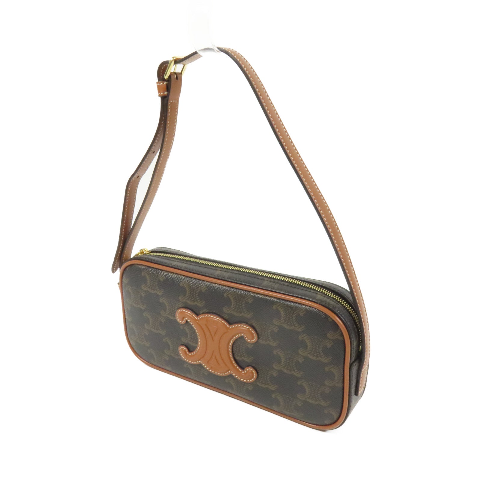 CELINE 塗層帆布Shoulder Bag金扣肩背袋