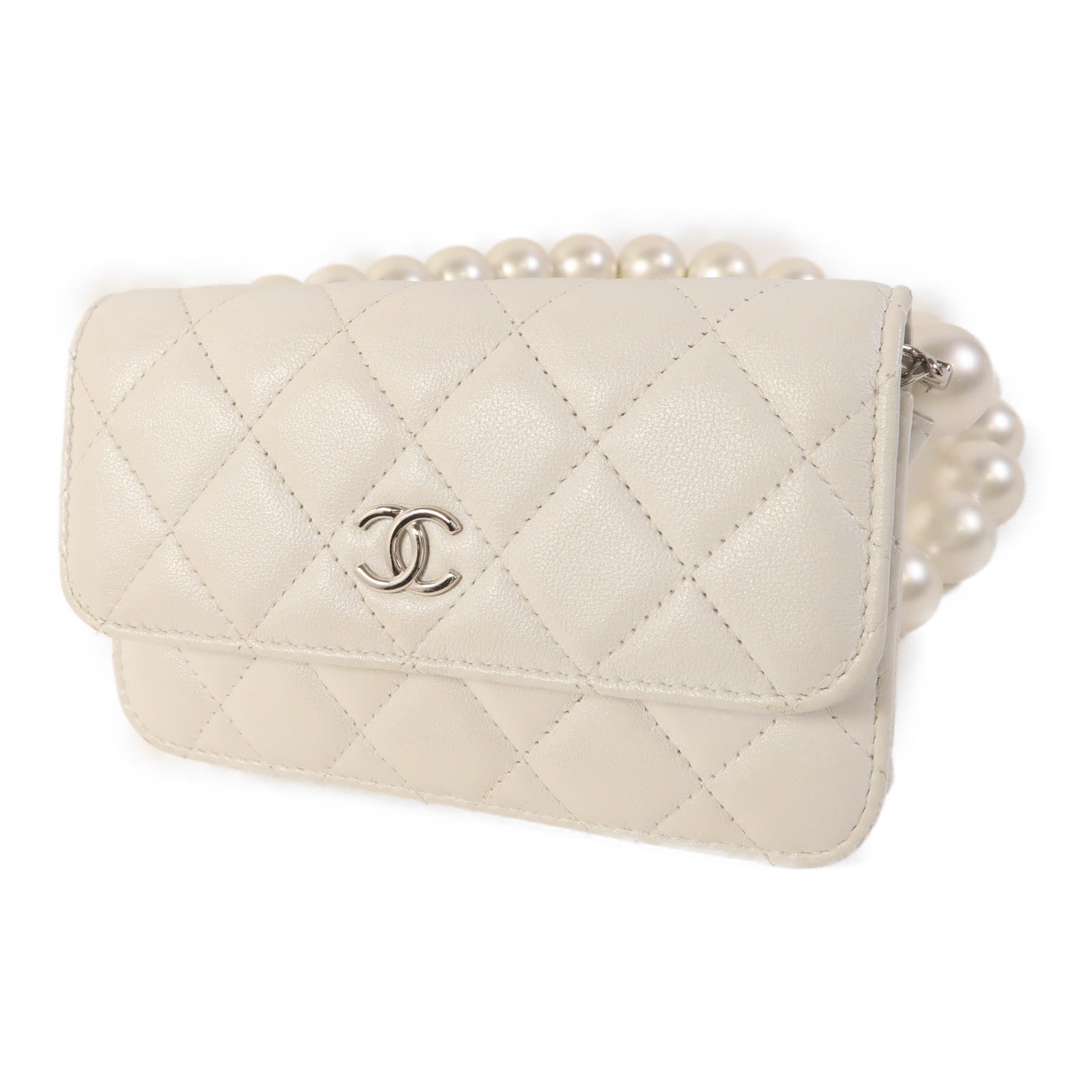 CHANEL CC Wallet On Chain Shoulder Bag Calfskin Leather White
