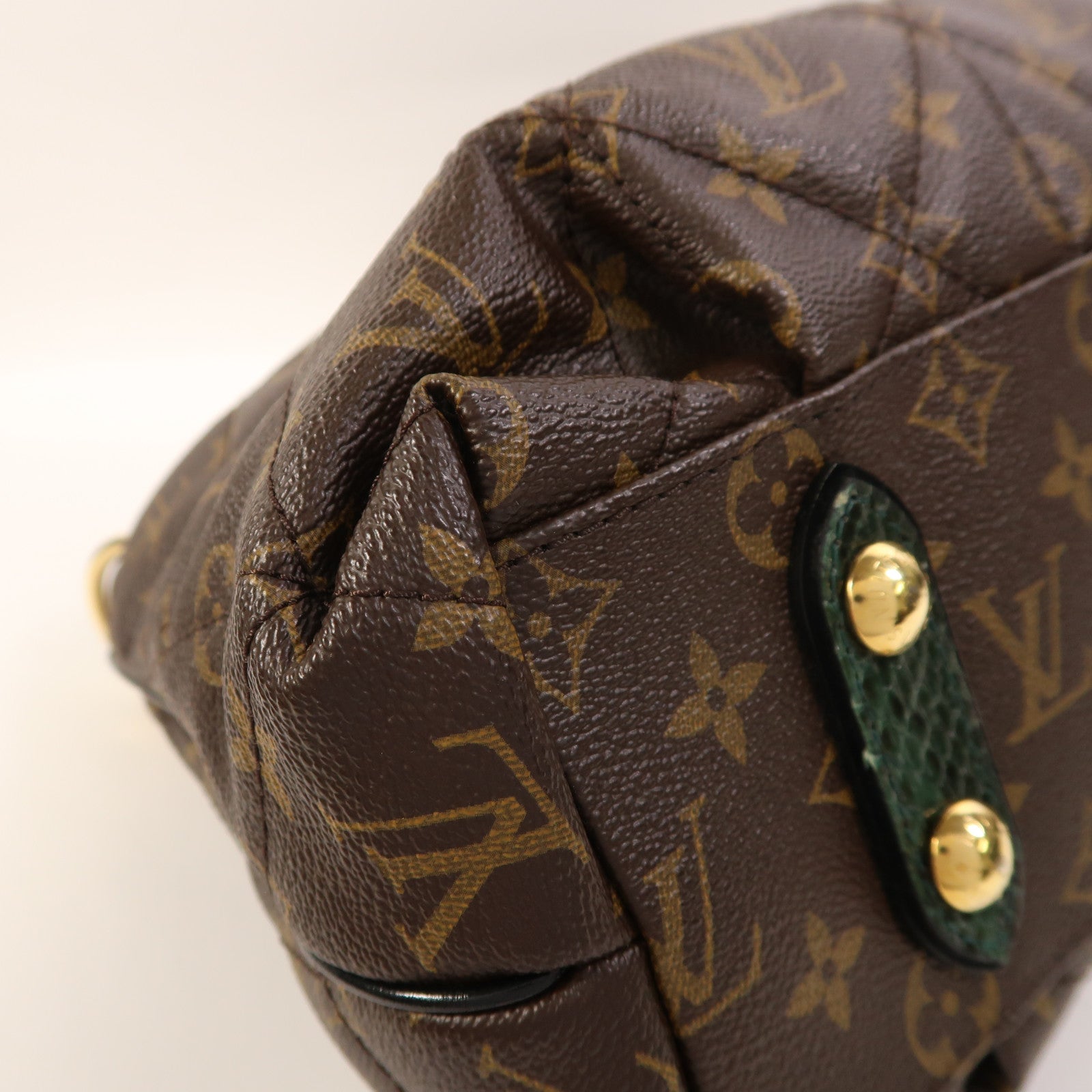 LOUIS VUITTON 蛇皮皮革/鴕鳥皮革/Monogram Etoile Exotique金扣手挽肩背兩用袋