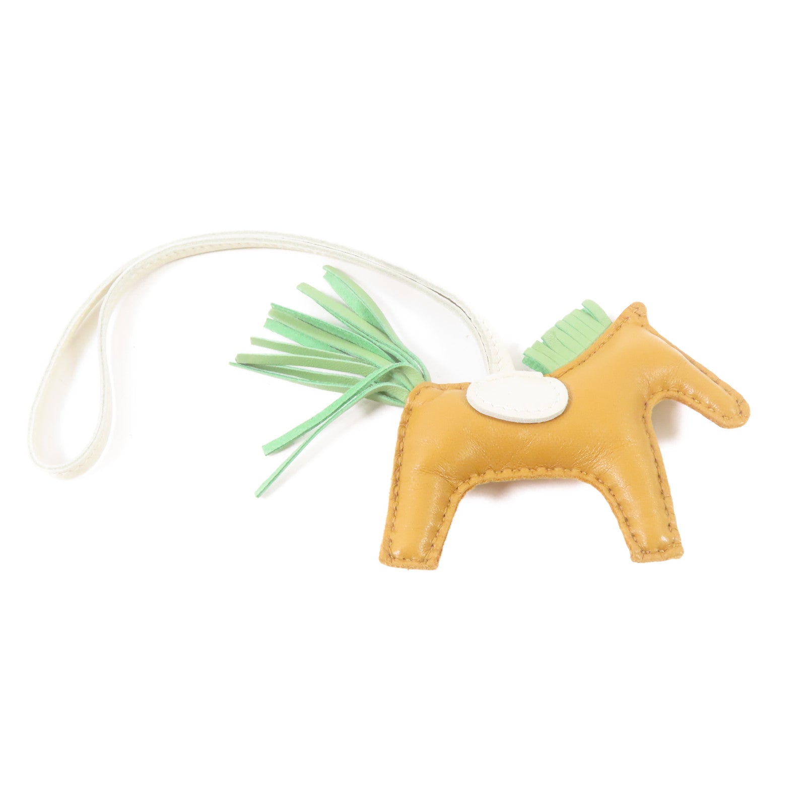 HERMES 皮革Rodeo S掛飾啡色/米色/綠色