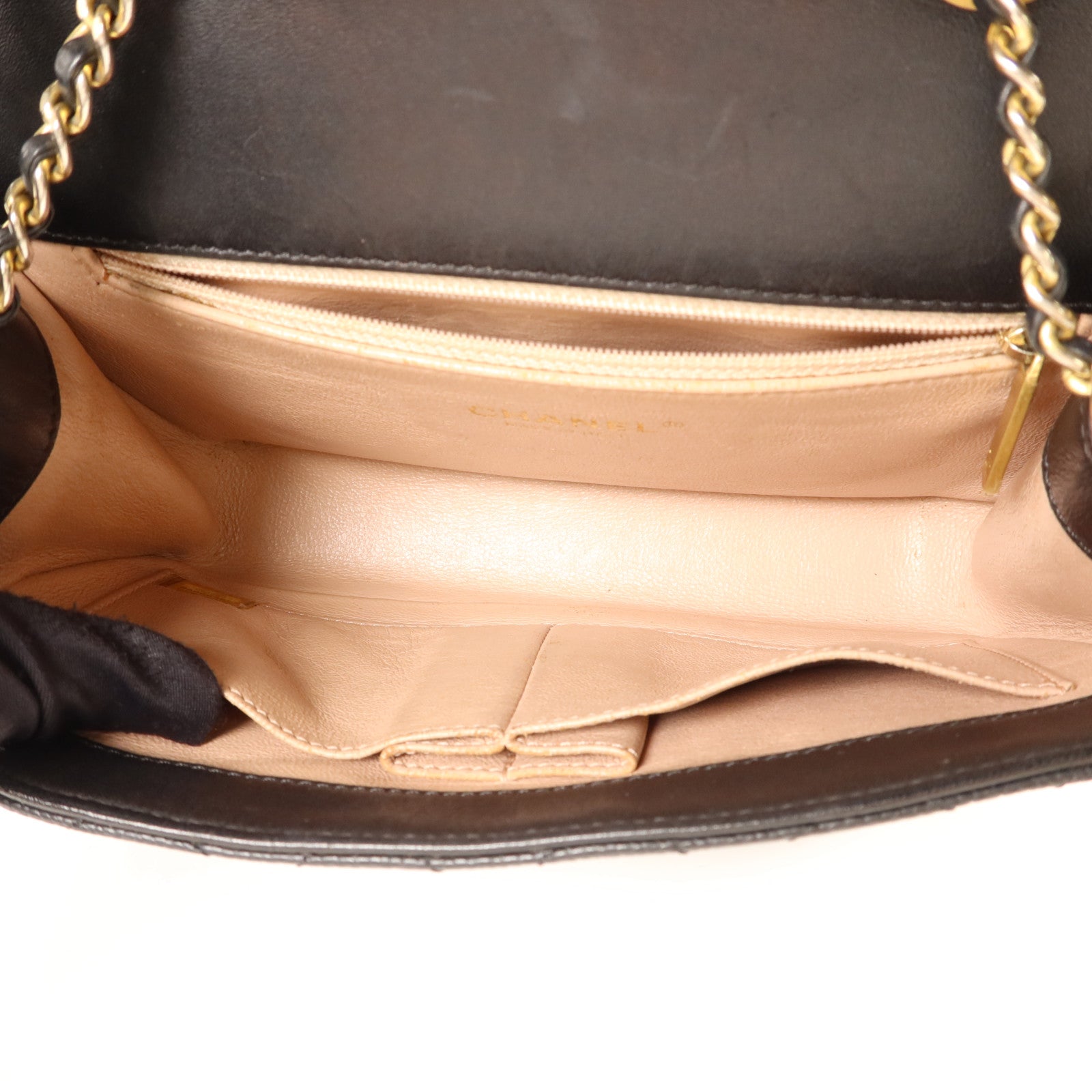 CHANEL 牛皮皮革Chain Shoulder金扣鏈帶肩背袋