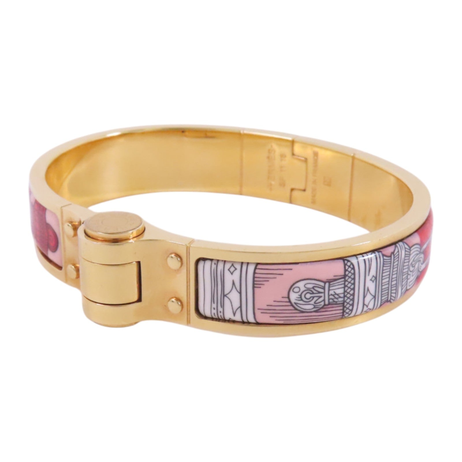 HERMES 金屬/琺瑯Hinged Bracelet金扣手鐲