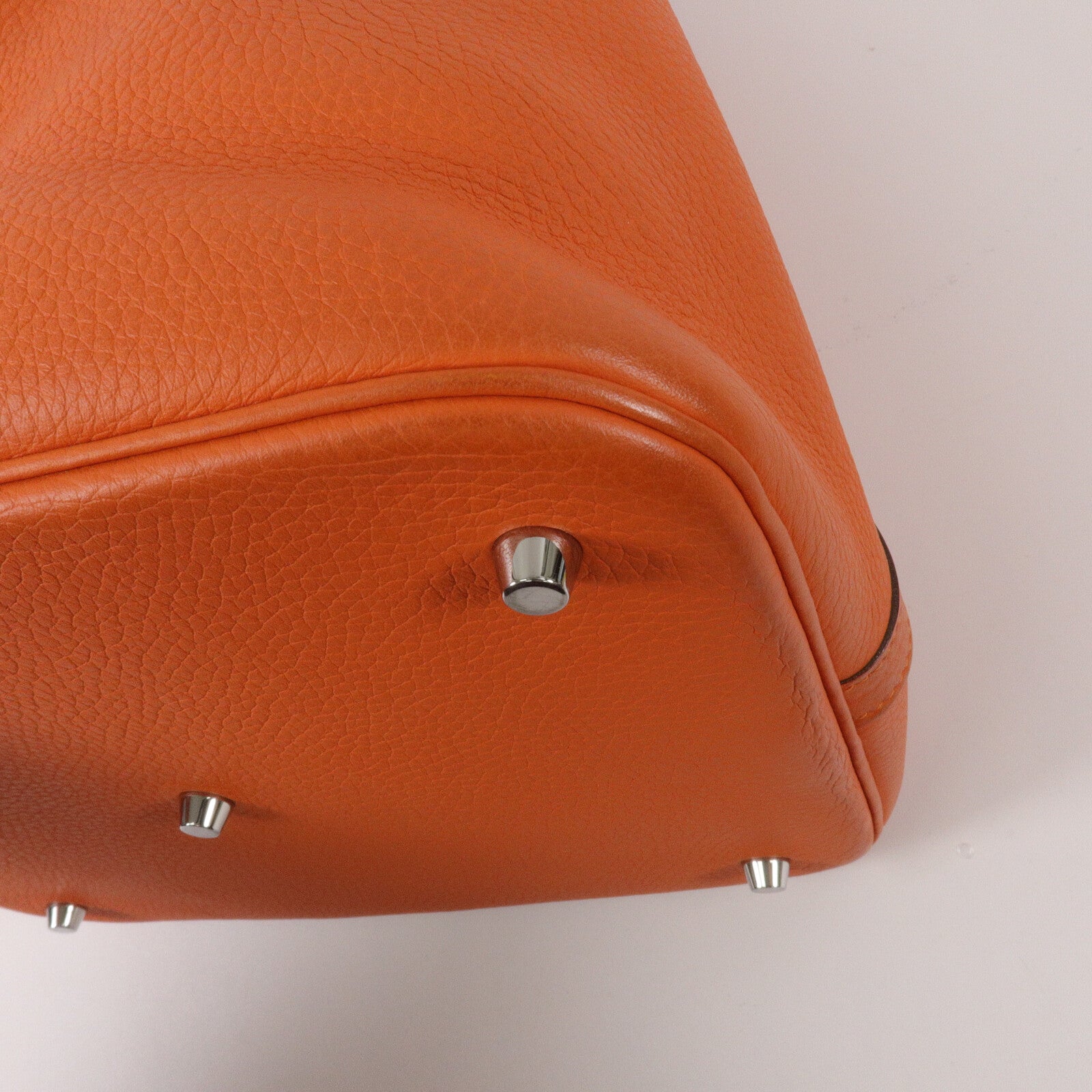 HERMES Clemence皮革Picotin GM手挽袋Orange