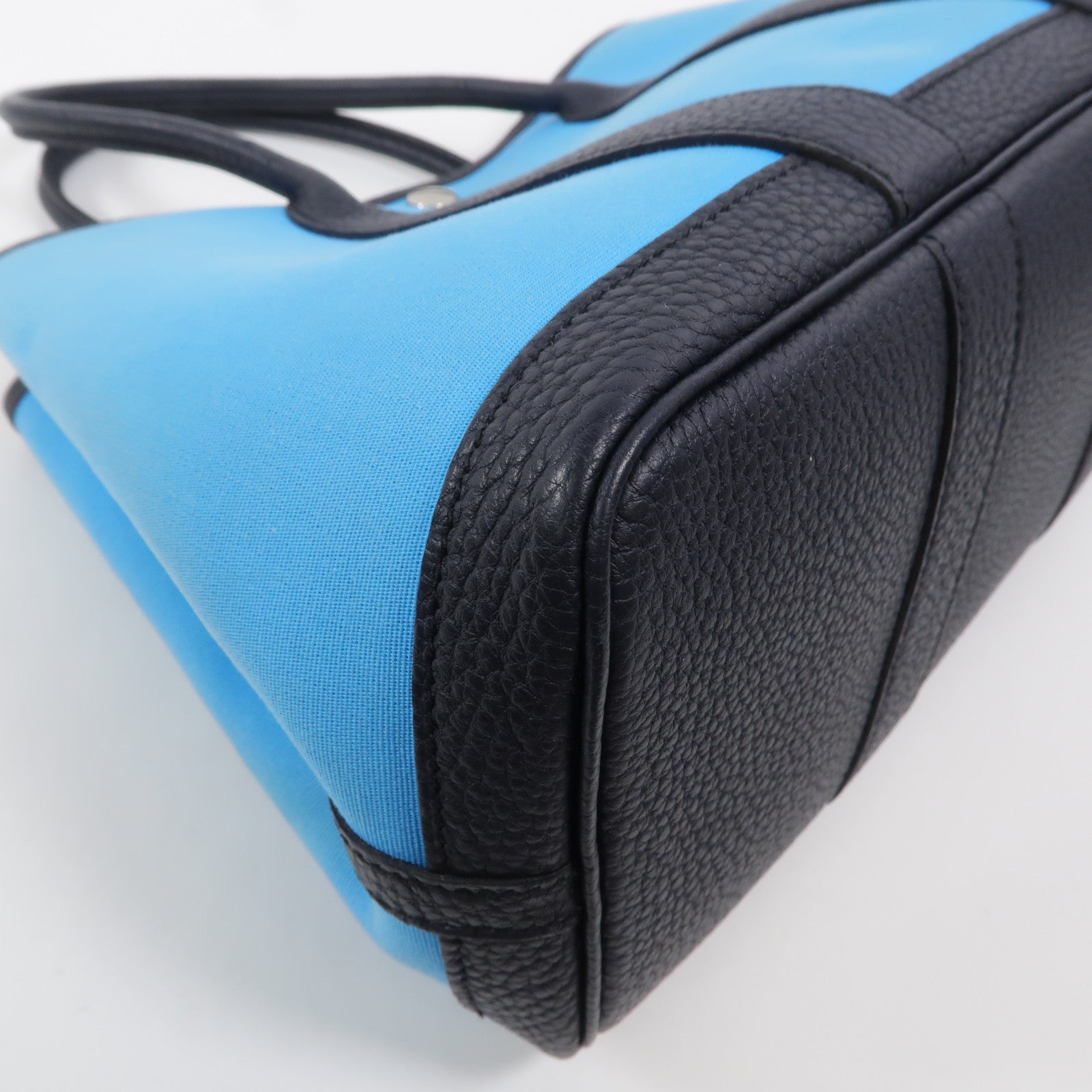 HERMES 帆布Garden Party TPM手挽袋Bleu Riviera/Bleu de Prusse