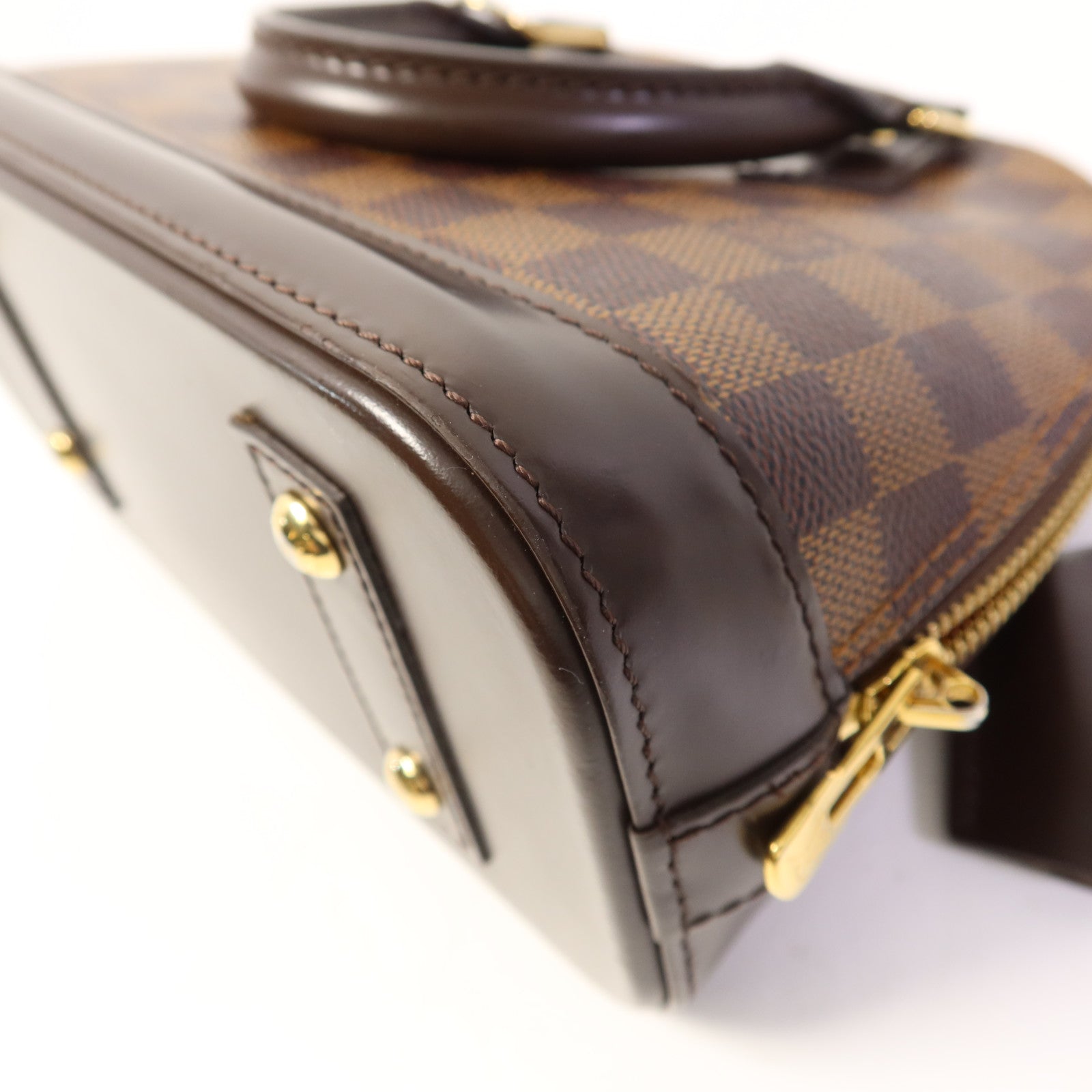 LOUIS VUITTON Damier Alma BB金扣手挽肩背兩用袋棕色