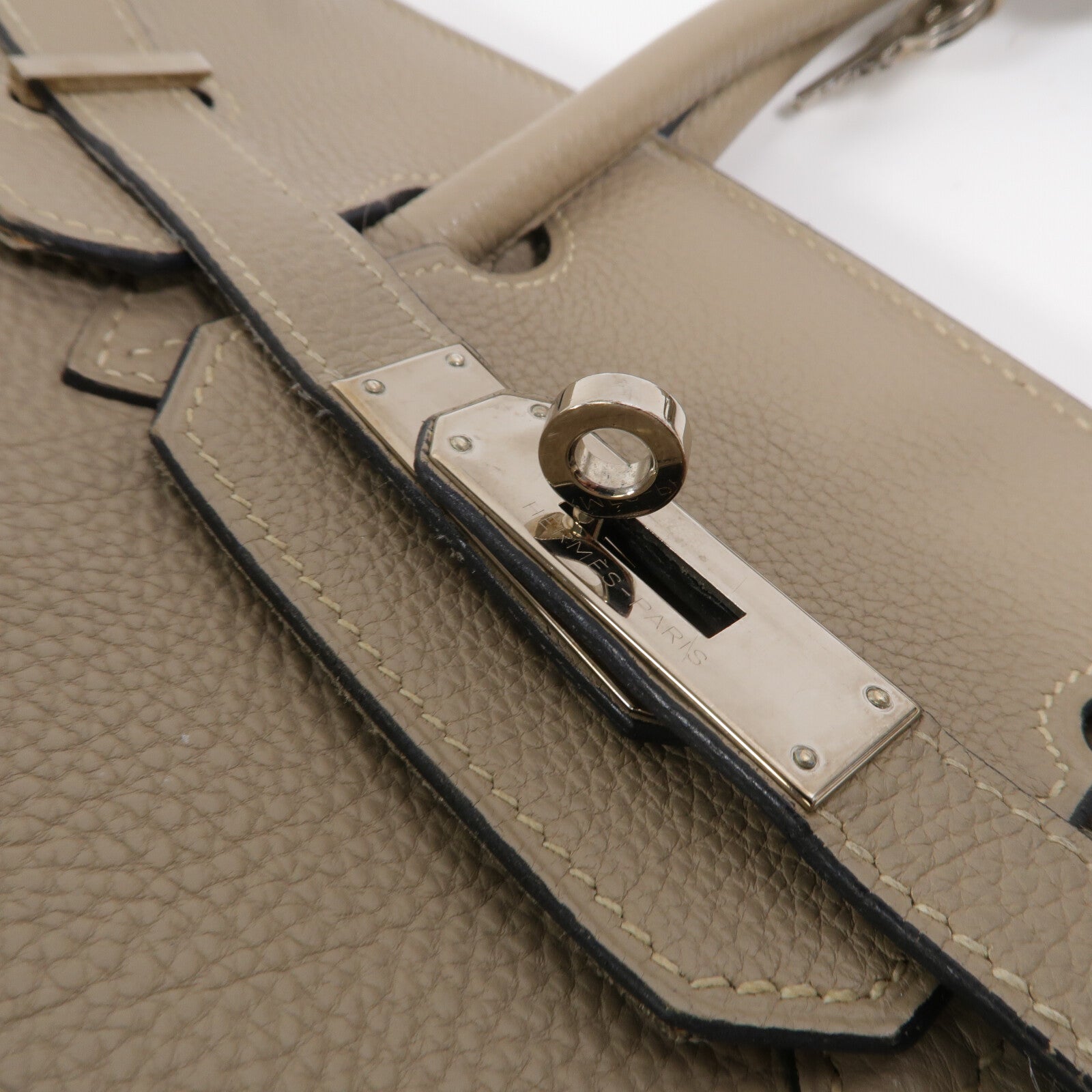 HERMES Clemence皮革Birkin 30手挽袋Gris Tourterelle