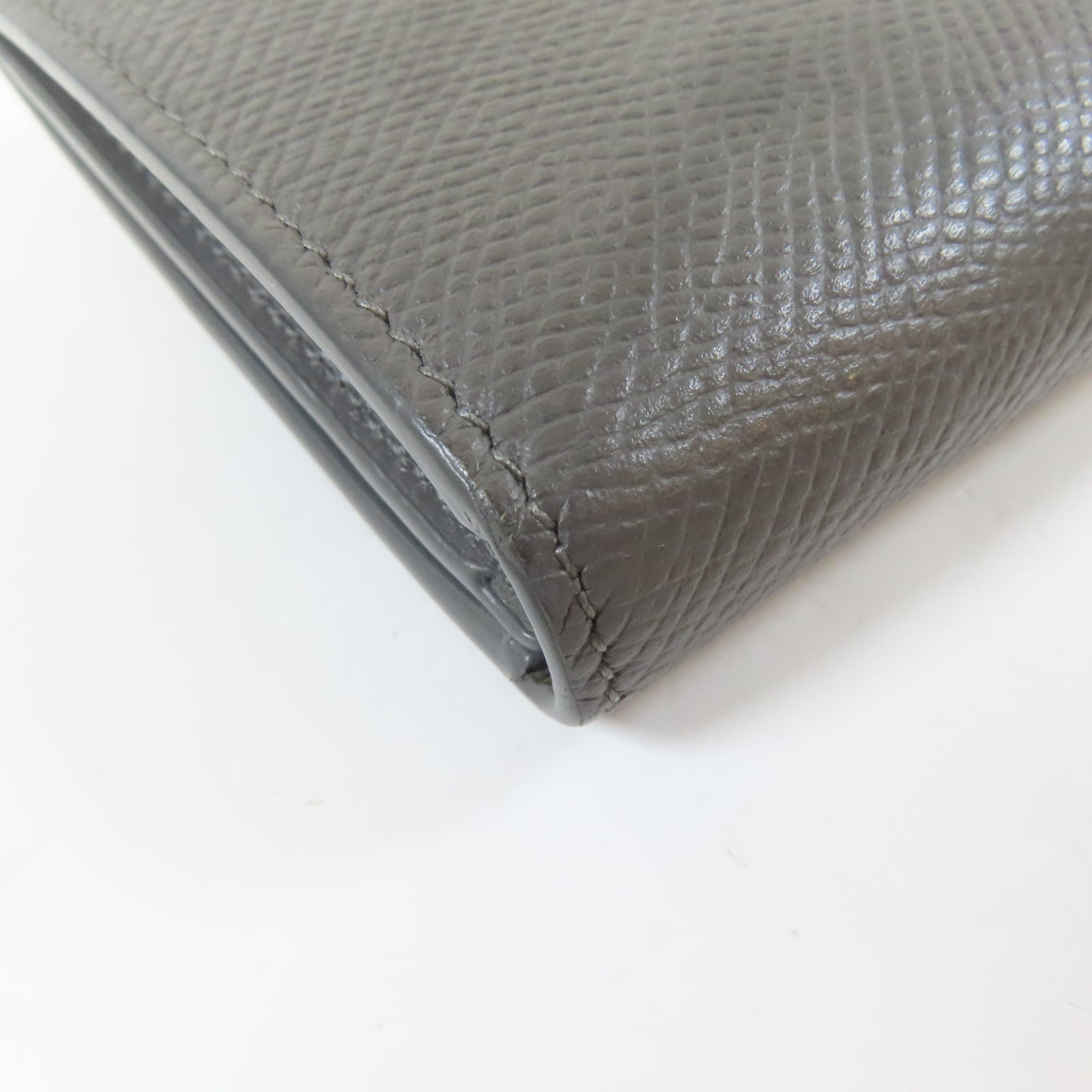 CELINE 牛皮皮革Bifold Wallet金扣錢包灰色