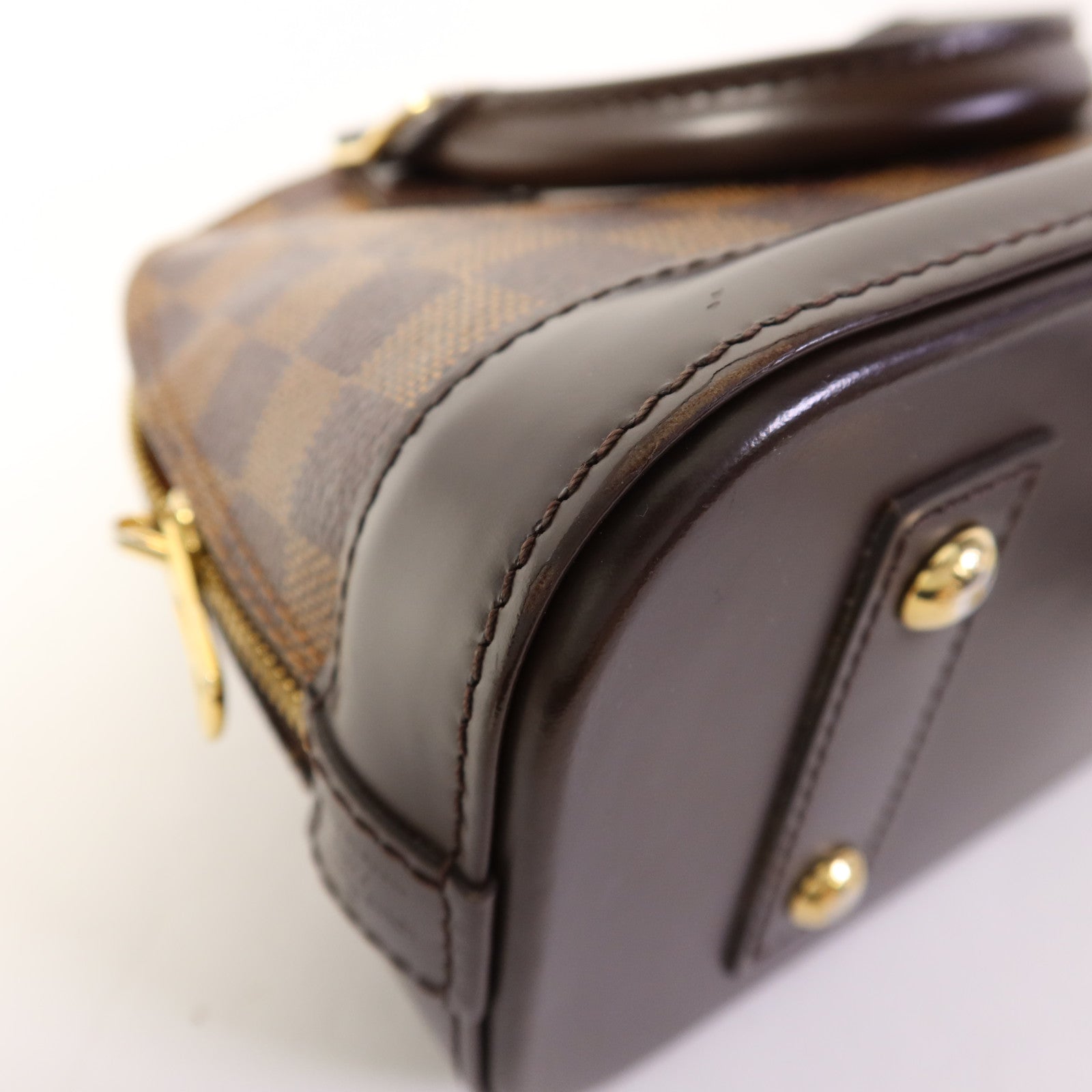 LOUIS VUITTON Damier Alma BB金扣手挽肩背兩用袋棕色