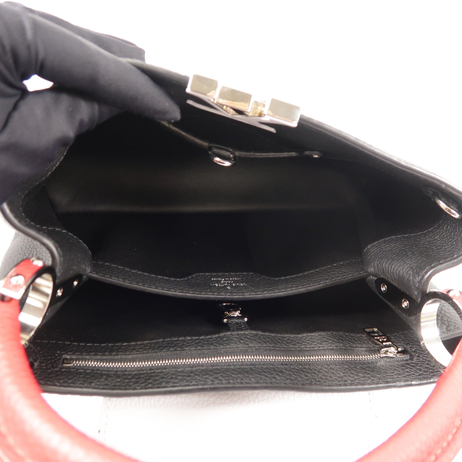 LOUIS VUITTON Taurillon Capucines MM手挽肩背兩用袋