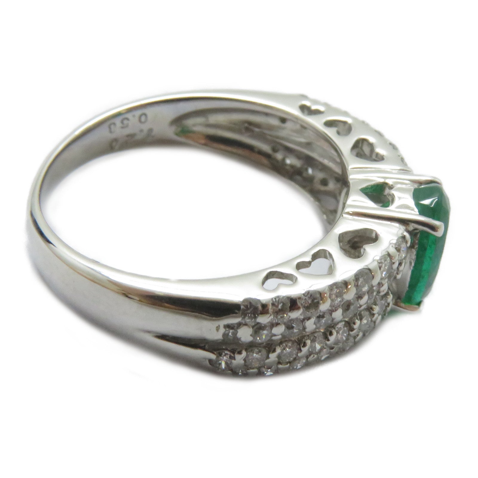 JEWELRY PT900鉑金Emerald Ring 1.20ct綠寶石/0.53ct鑚石戒指US#6