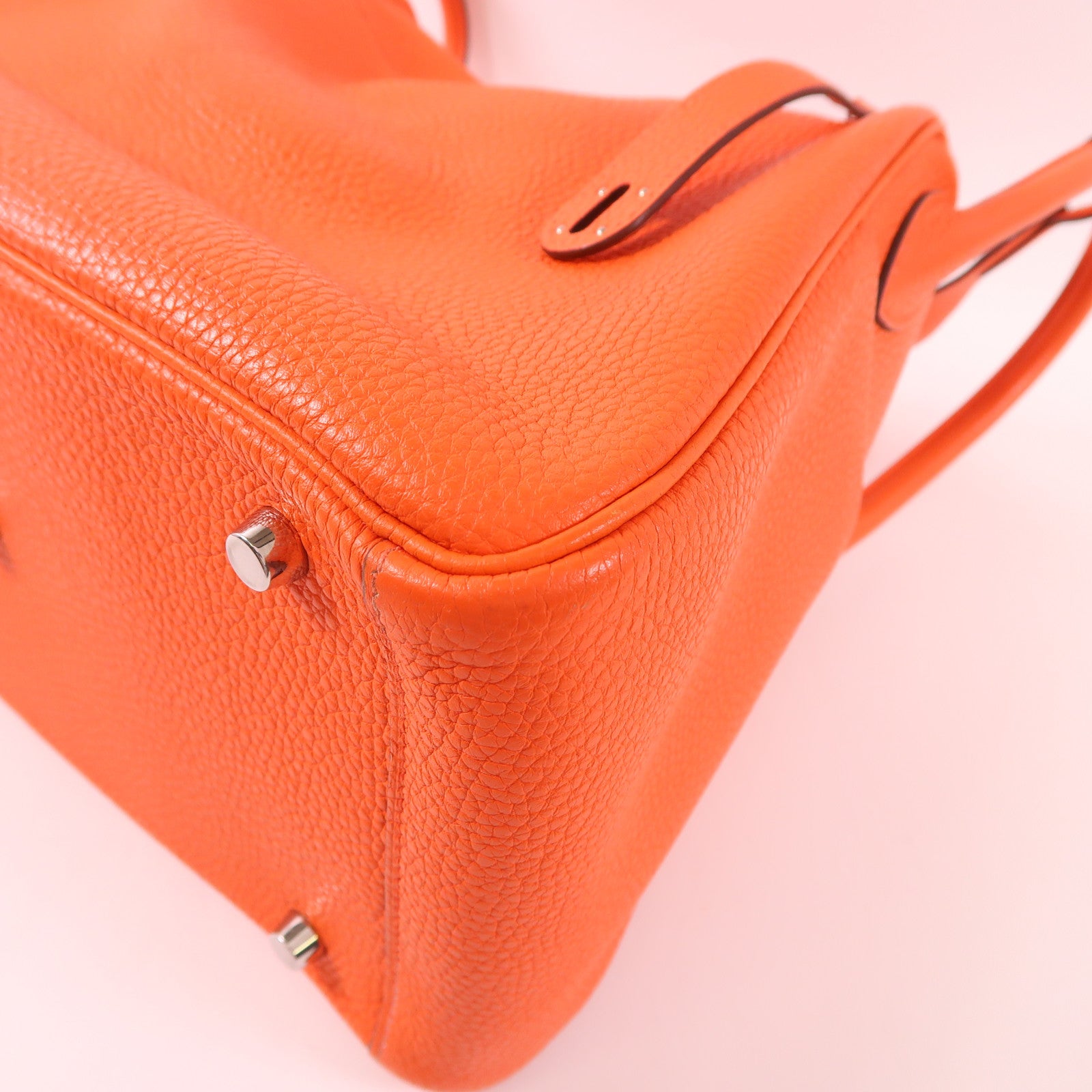 HERMES 皮革Lindy 30銀扣手挽肩背兩用袋9T Capucine