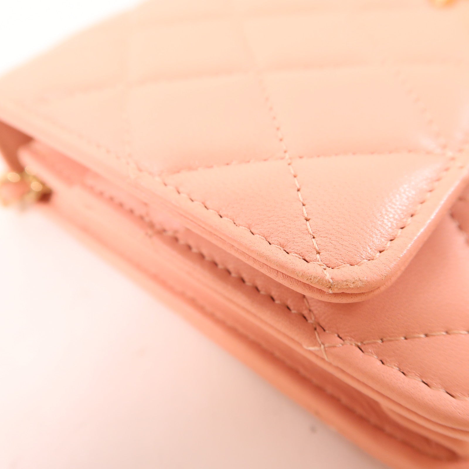 CHANEL CC GHW Chain Shoulder Bag Lambskin Leather Pink