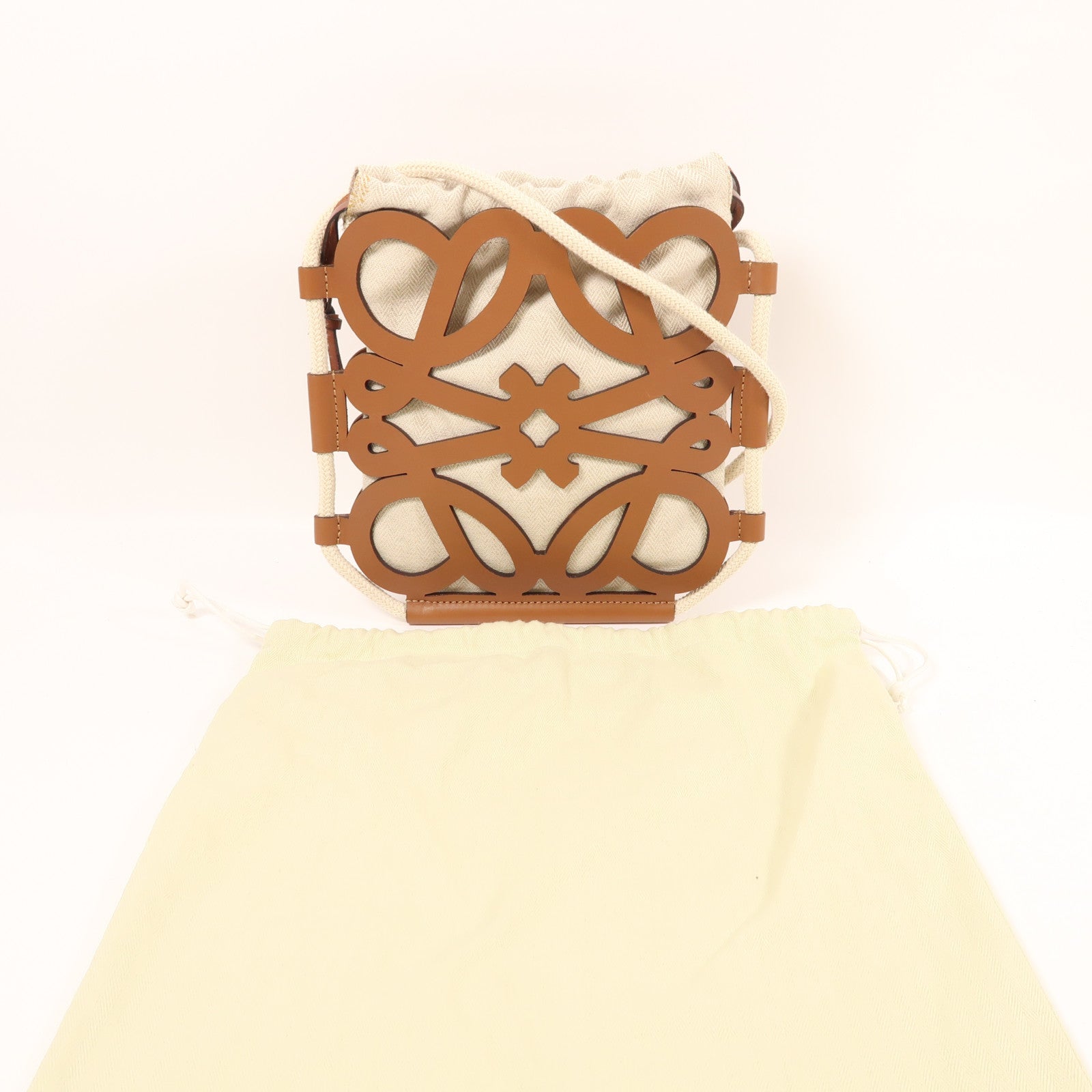 LOEWE 帆布/皮革Cutout肩背袋