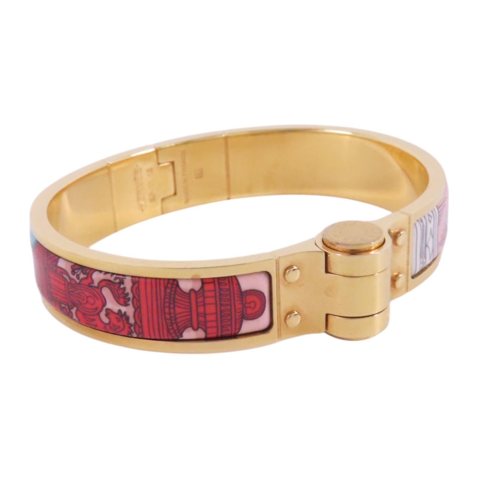 HERMES 金屬/琺瑯Hinged Bracelet金扣手鐲