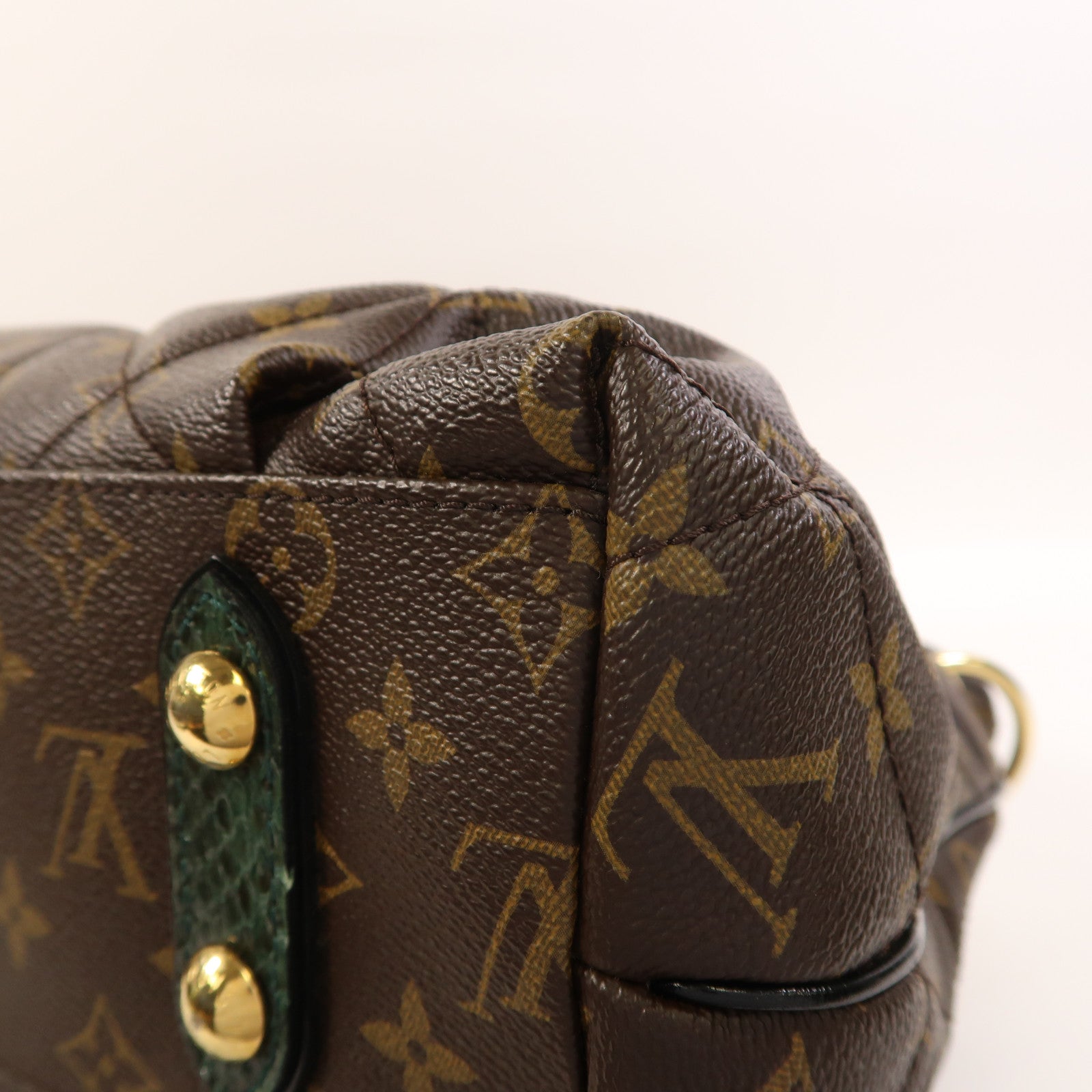 LOUIS VUITTON 蛇皮皮革/鴕鳥皮革/Monogram Etoile Exotique金扣手挽肩背兩用袋