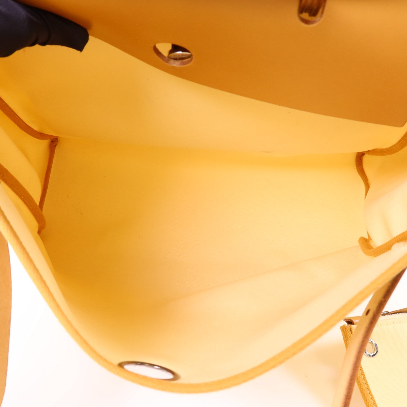 HERMES 帆布Herbag MM銀扣手挽肩背兩用袋