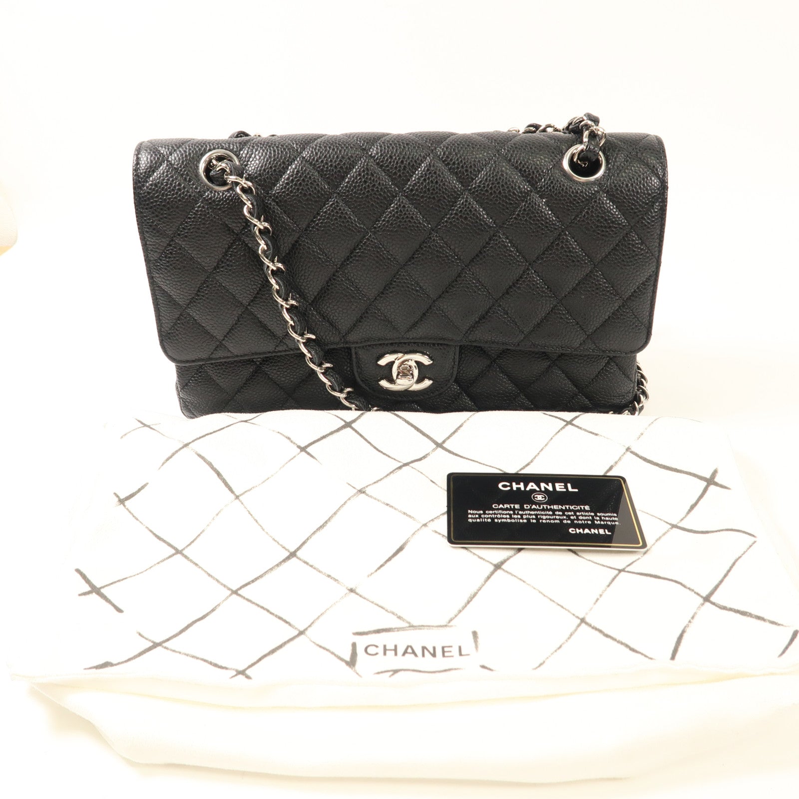 CHANEL 牛皮皮革Classic 25銀扣鏈帶肩背袋