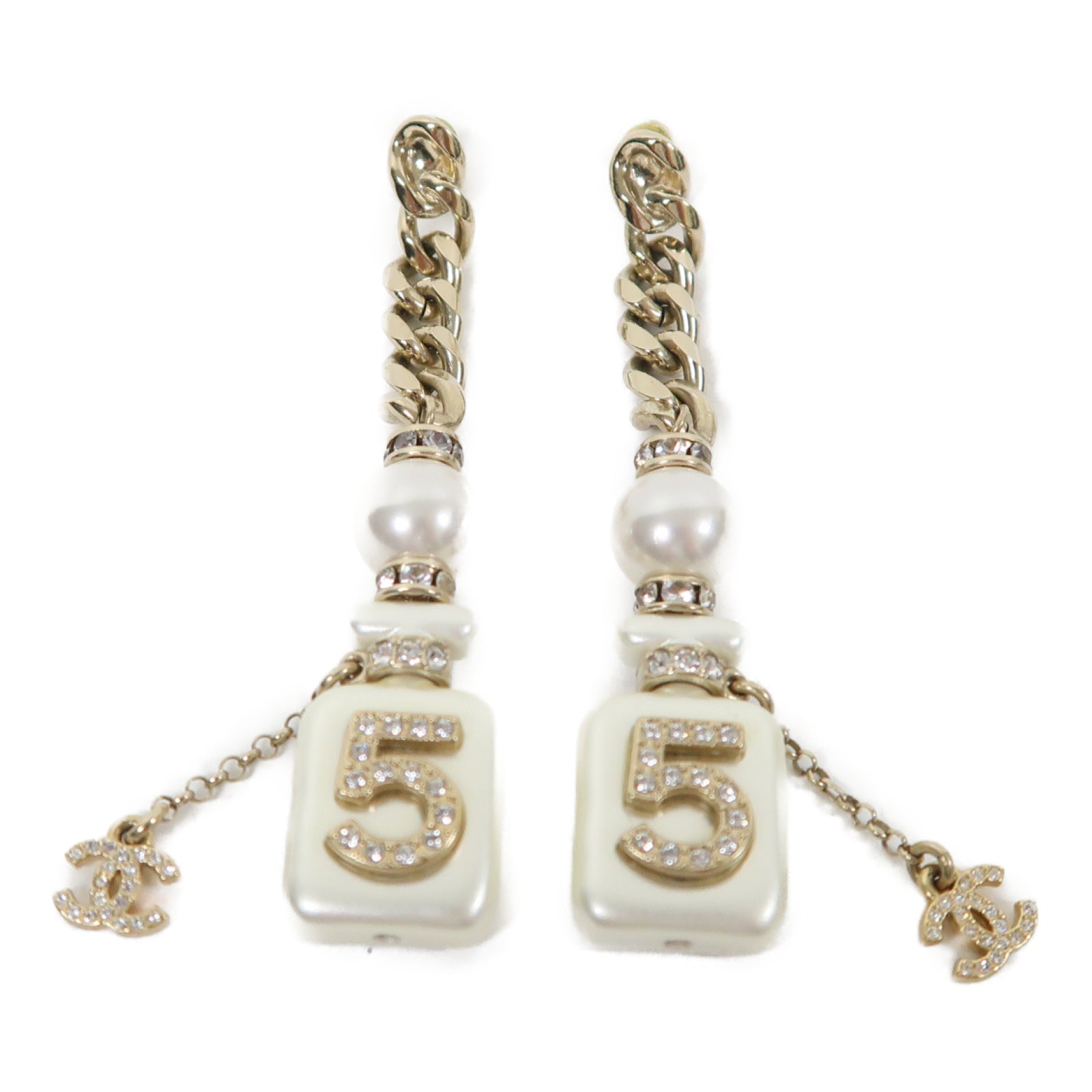 CHANEL 【激減優惠】金屬Earrings耳環金色/白色