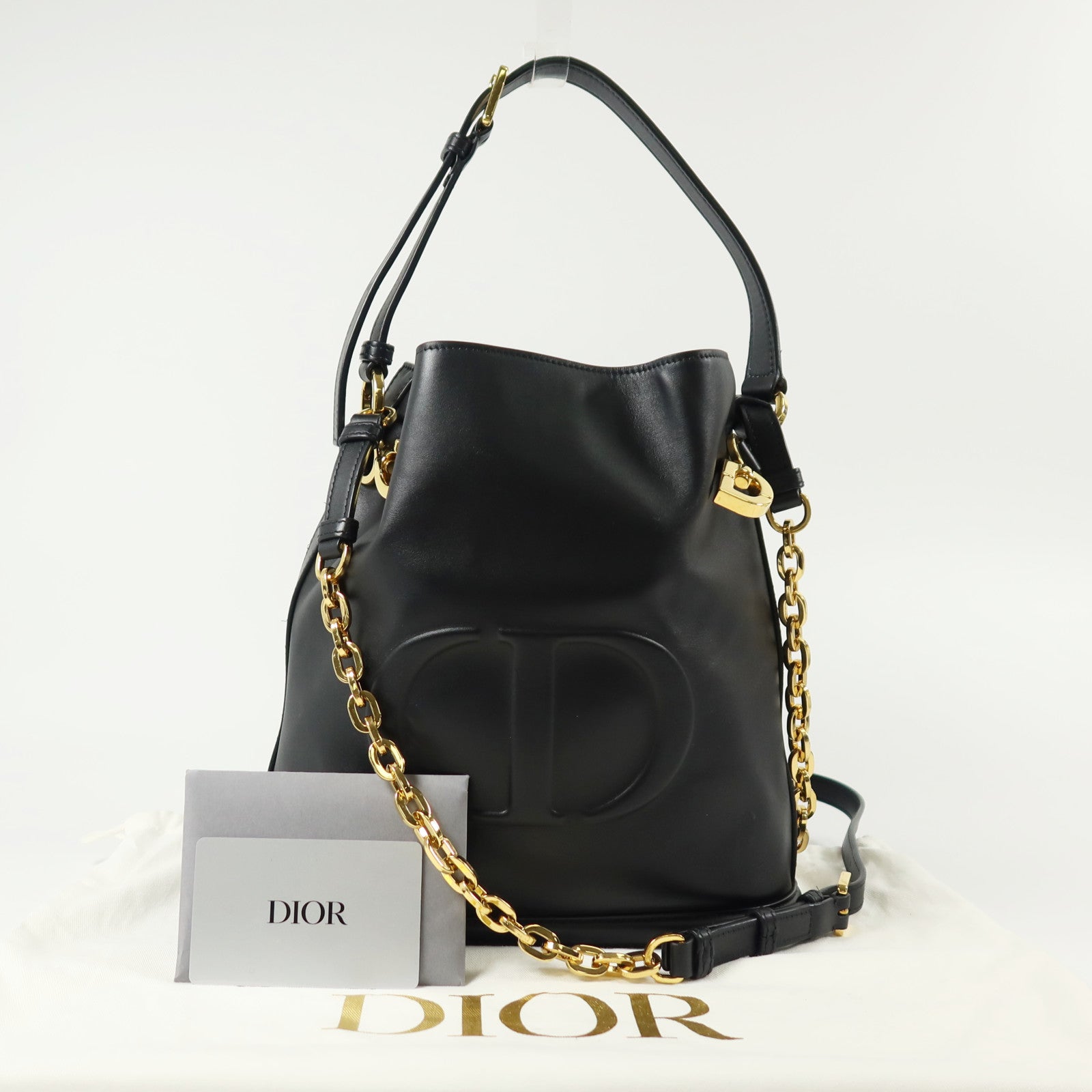 Dior 牛皮皮革Medium C'est Dior Bucket Bag金扣手挽肩背兩用袋