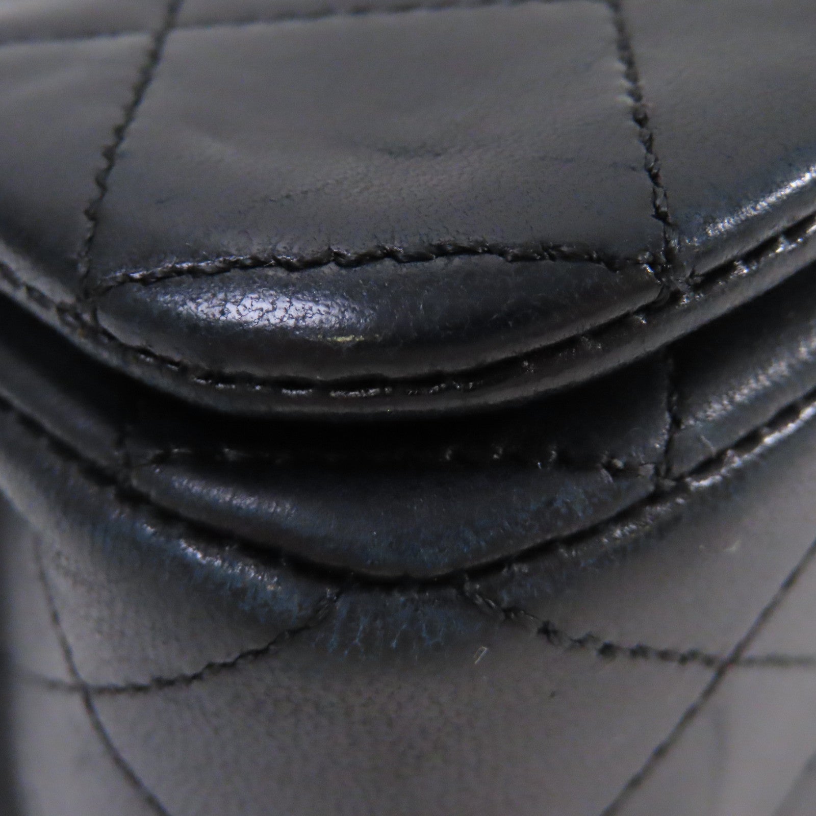 CHANEL 菱格羊皮皮革Vintage Classic Chain Shoulder Bag金扣鏈帶肩背袋黑色