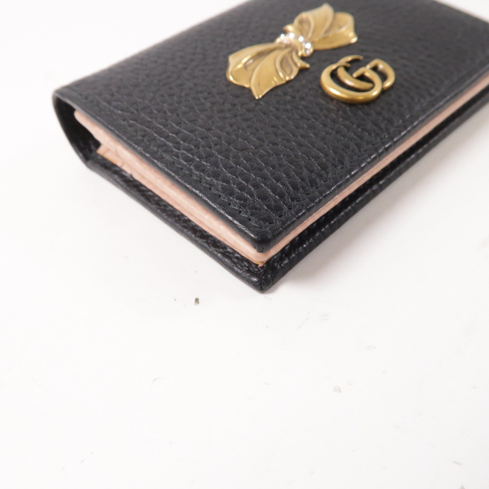 GUCCI 牛皮皮革Wallet金扣折疊錢包黑色