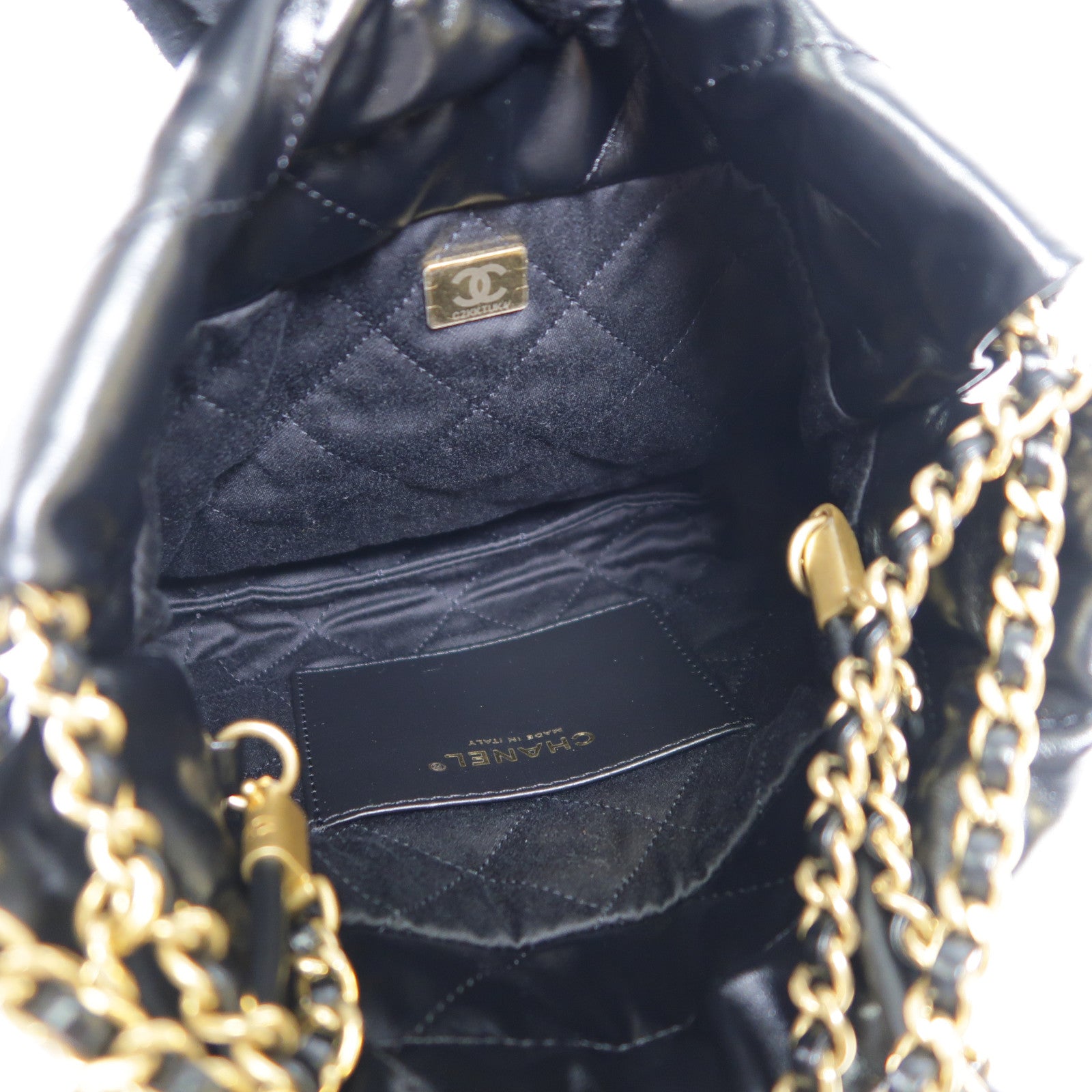 CHANEL 羊皮皮革Mini 22金扣鏈帶肩背袋