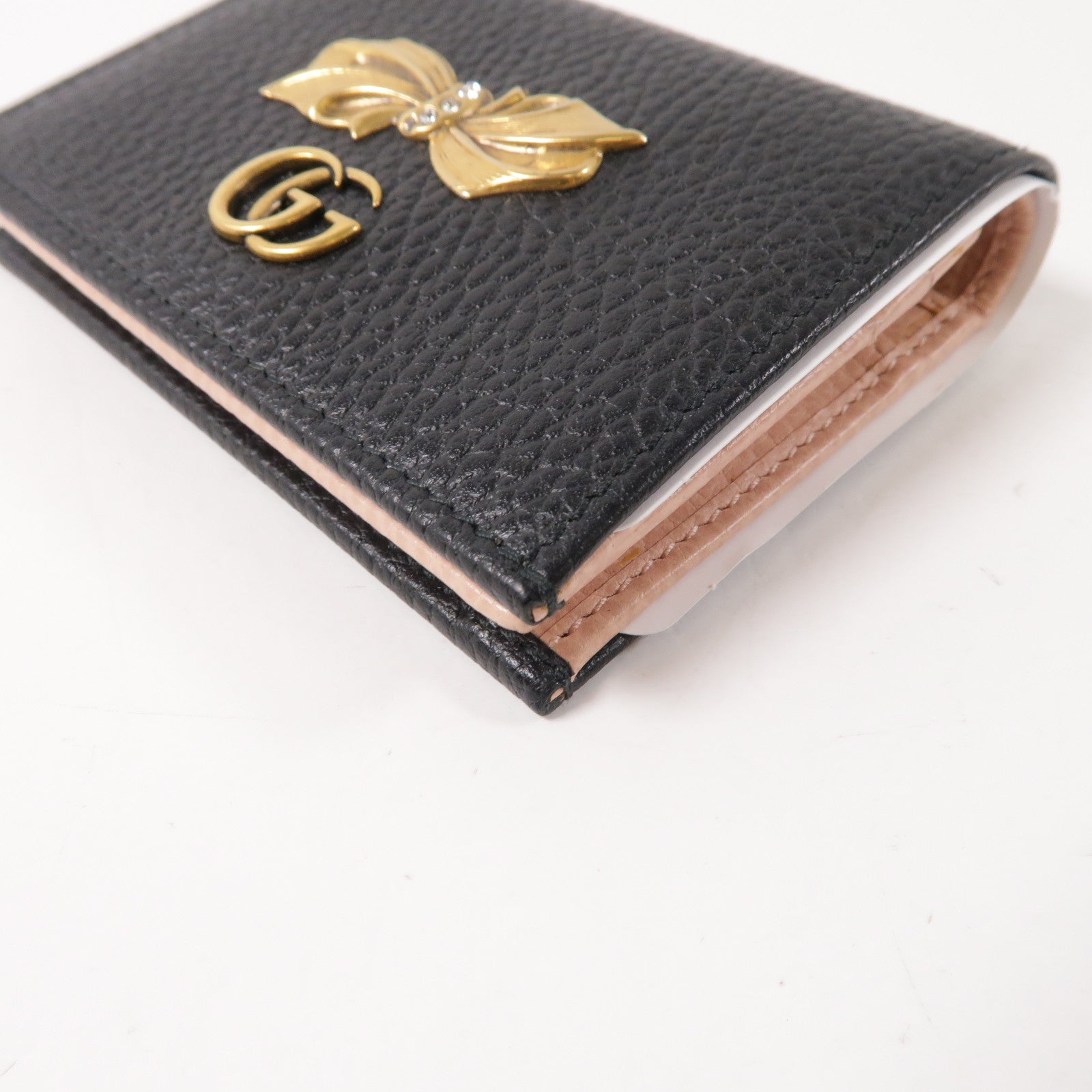GUCCI 牛皮皮革Wallet金扣折疊錢包黑色