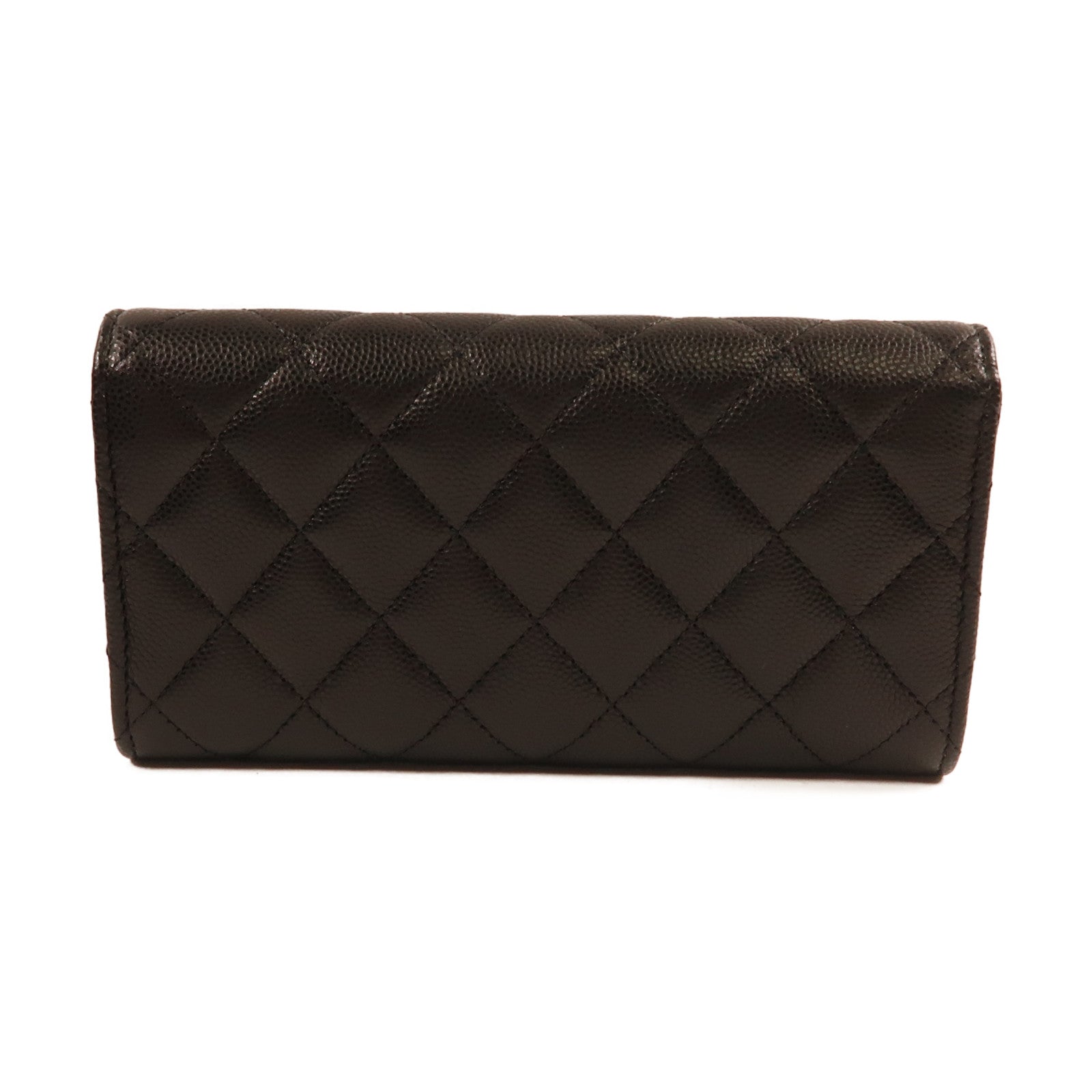 CHANEL 牛皮皮革Wallet金扣長錢包黑色