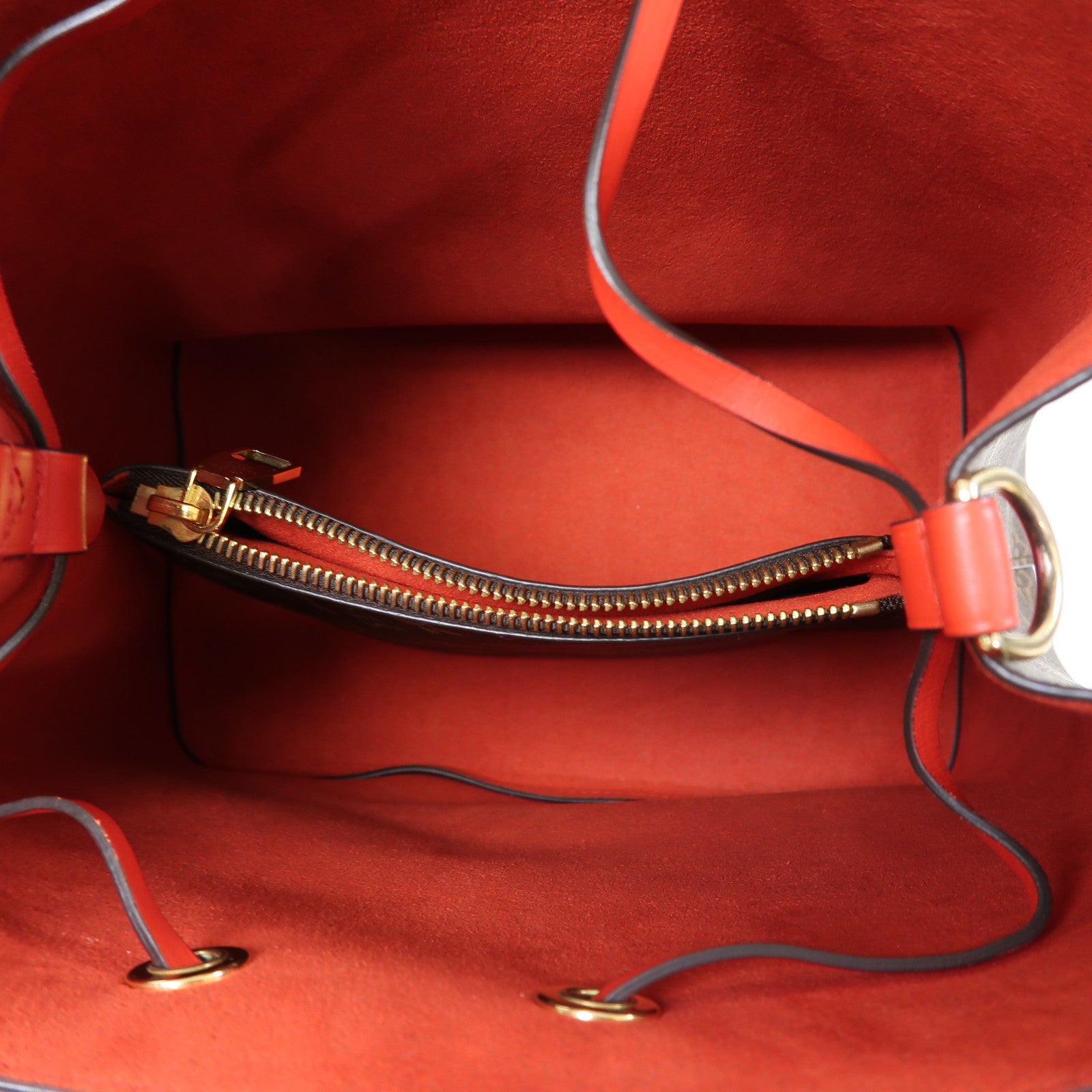 LOUIS VUITTON Monogram Neo Noe MM金扣肩背袋啡色/紅色