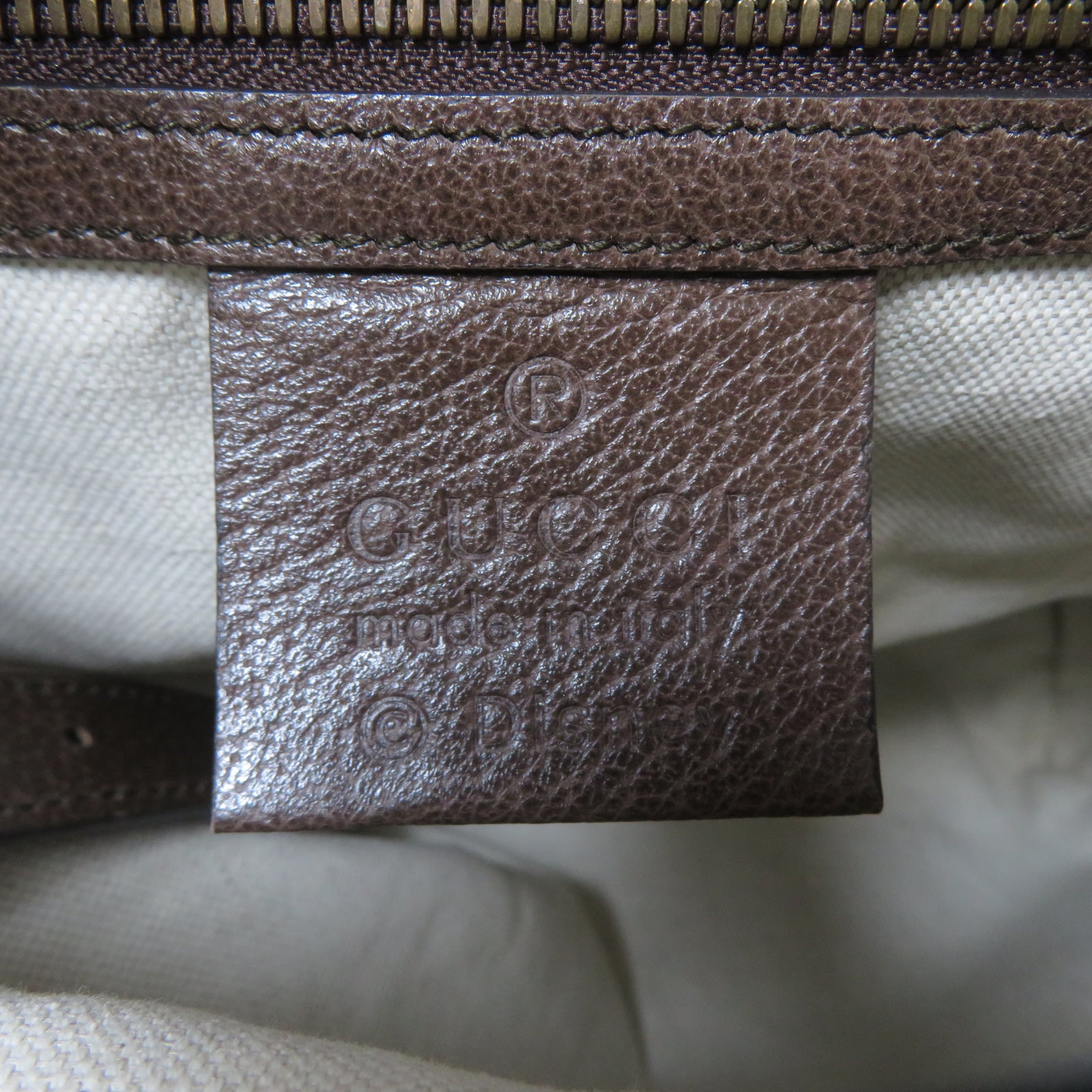 GUCCI 塗層帆布Disney x Gucci Donald Duck 2 Way Shoulder金扣手挽肩背兩用袋啡色