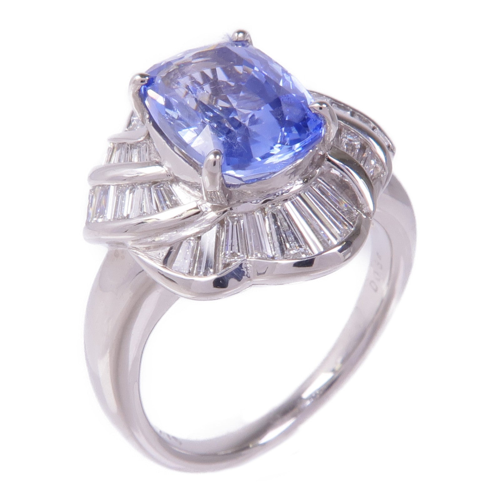 JEWELRY PT900鉑金Sapphire Diamond Ring藍寶石/鑽石戒指US#6