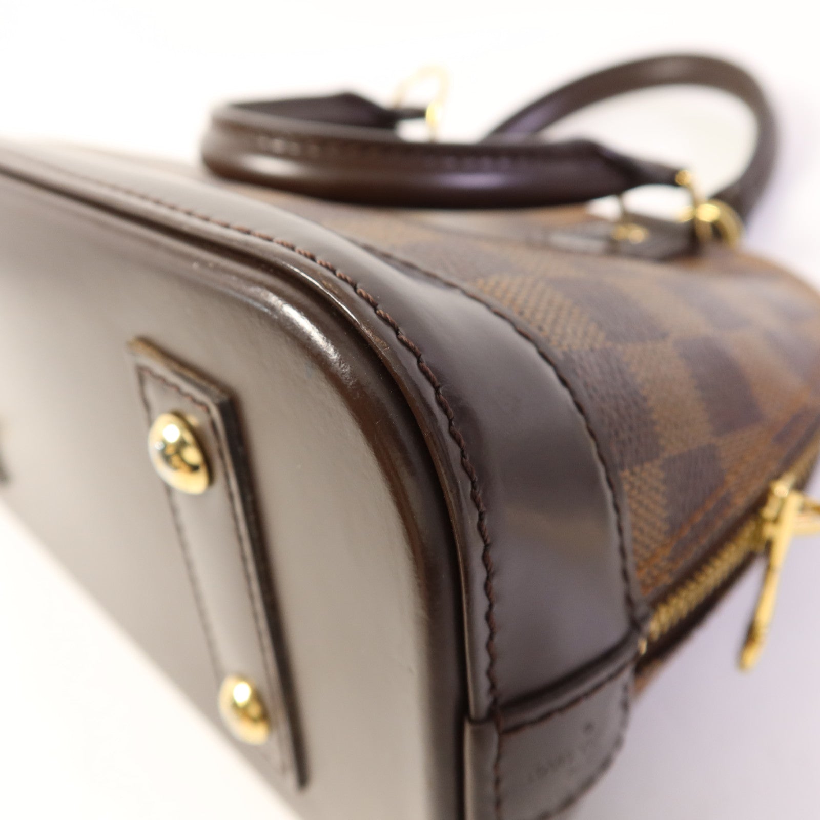 LOUIS VUITTON Damier Alma BB金扣手挽肩背兩用袋棕色