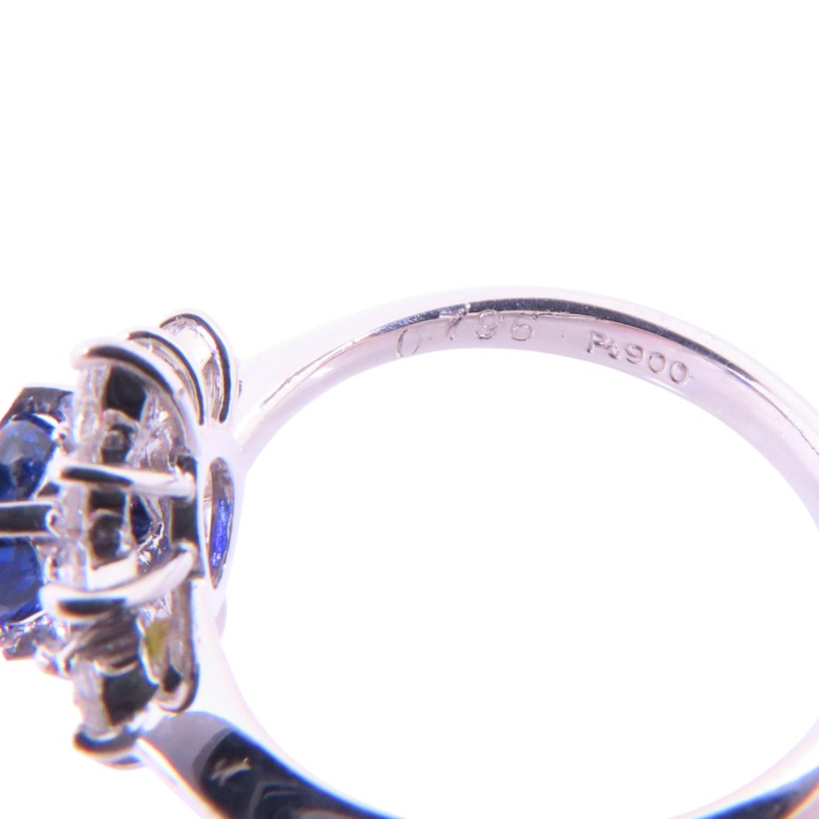 JEWELRY PT900鉑金/藍寶石/鑽石Sapphire Diamond Ring戒指US#5.25