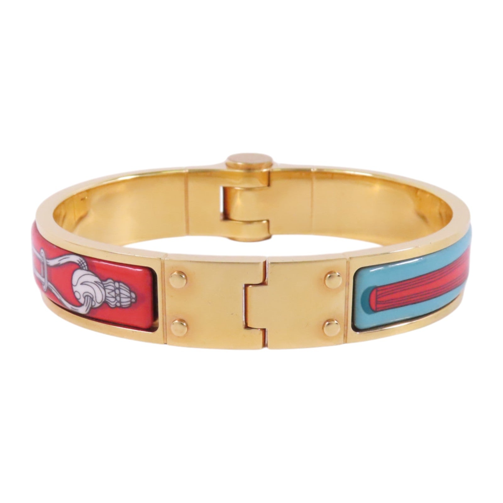 HERMES 金屬/琺瑯Hinged Bracelet金扣手鐲