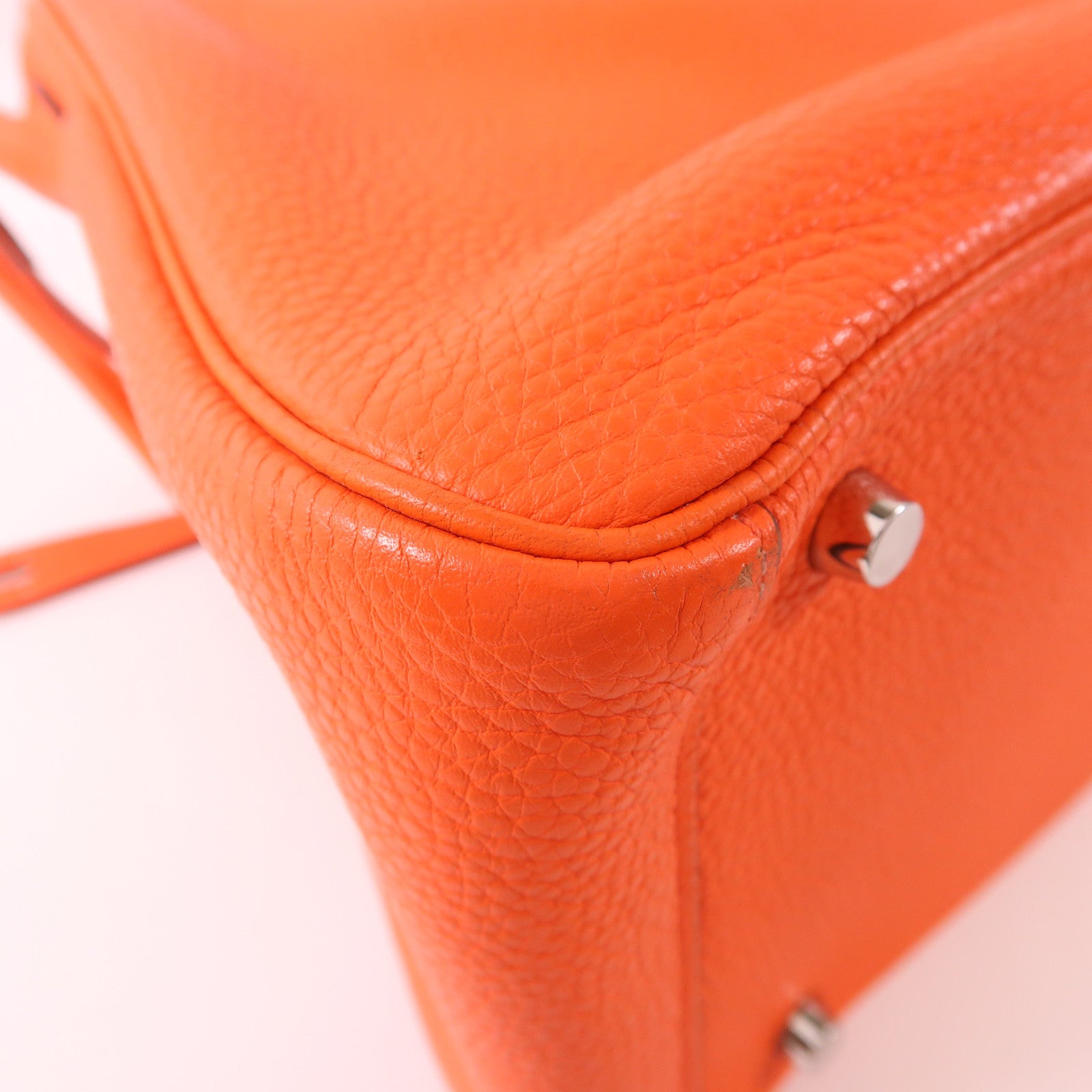 HERMES 皮革Lindy 30銀扣手挽肩背兩用袋9T Capucine