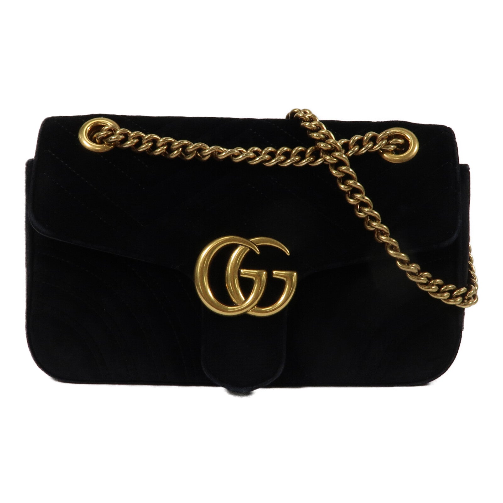 GUCCI 天鵝絨GG Marmont Shoulder Bag鏈帶肩背袋