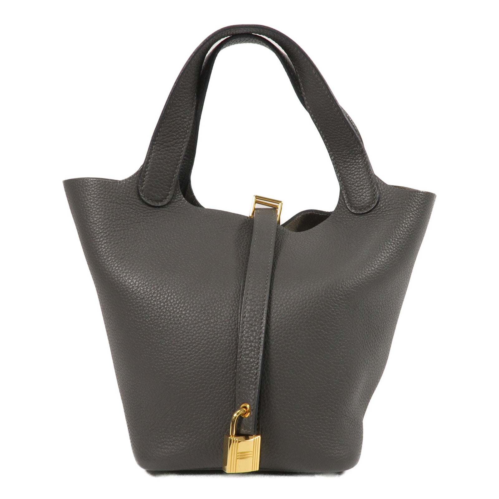 HERMES Clemence皮革Picotin PM手挽袋Gris Misty
