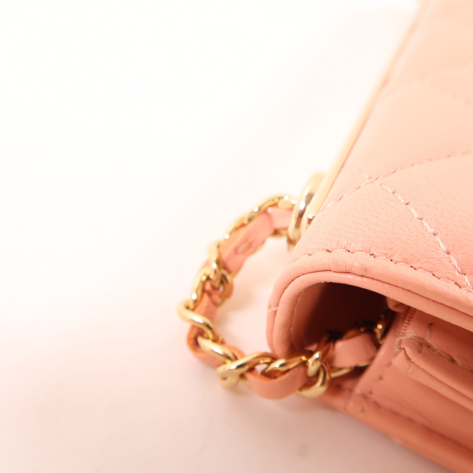 CHANEL CC GHW Chain Shoulder Bag Lambskin Leather Pink