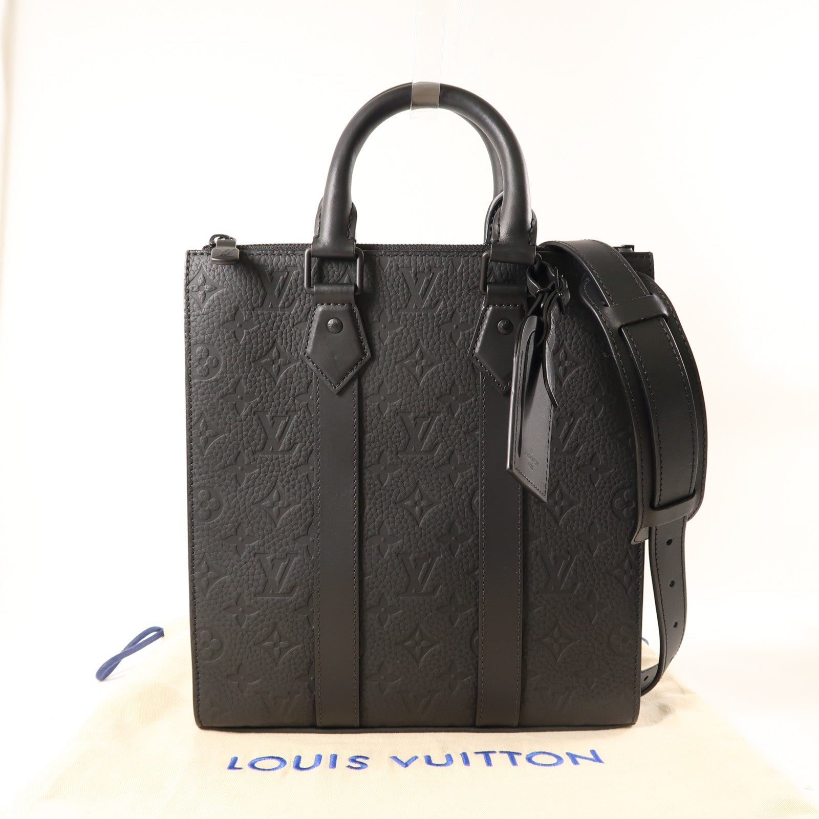 LOUIS VUITTON Taurillon皮革Sac Plat Cross手挽肩背兩用袋黑色
