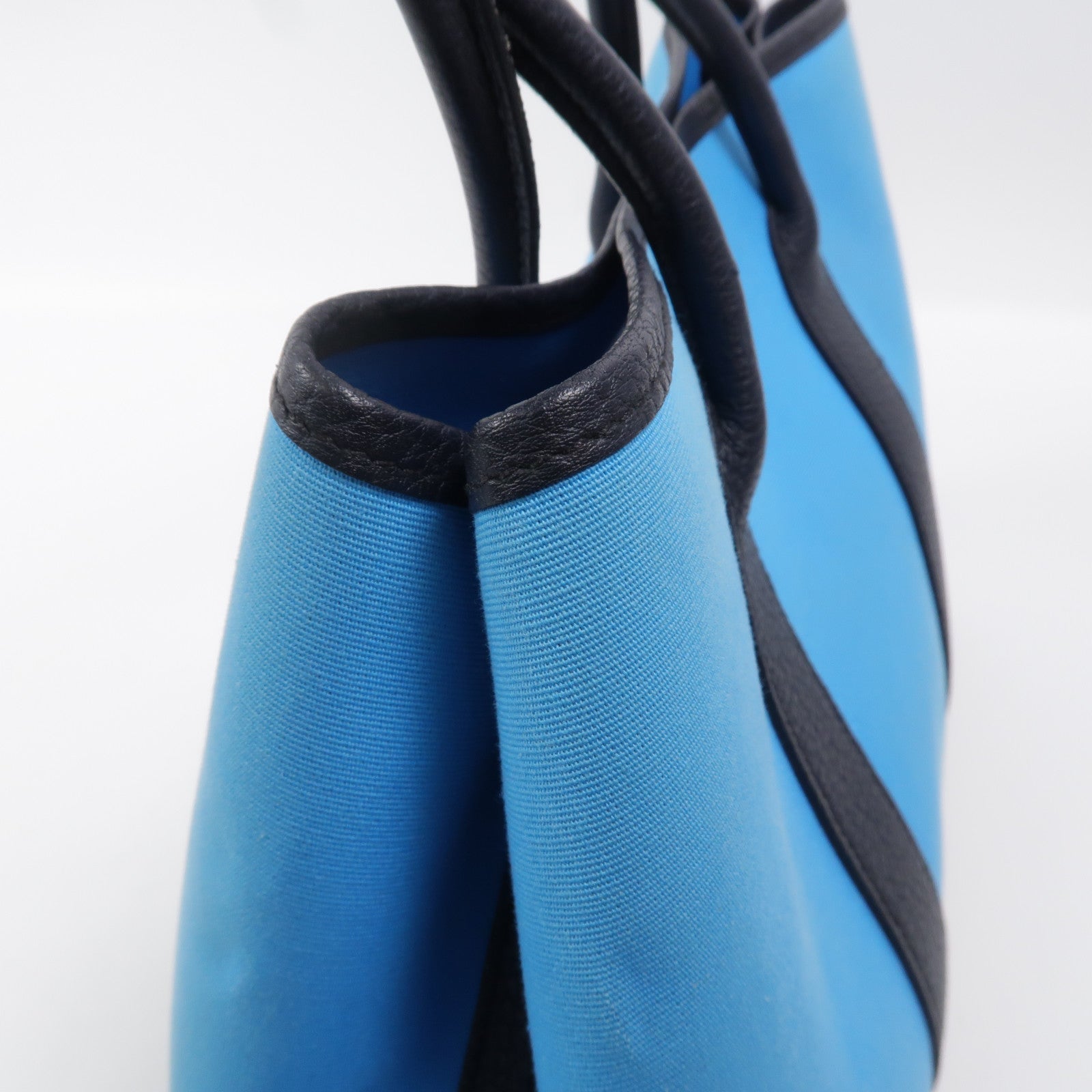 HERMES 帆布Garden Party TPM手挽袋Bleu Riviera/Bleu de Prusse