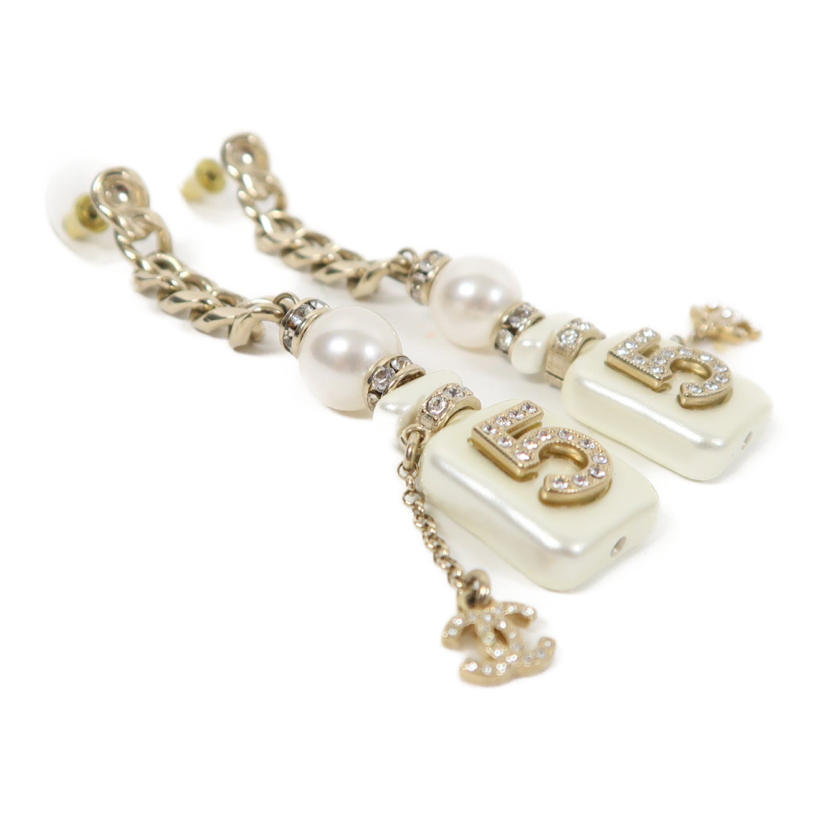 CHANEL 【激減優惠】金屬Earrings耳環金色/白色