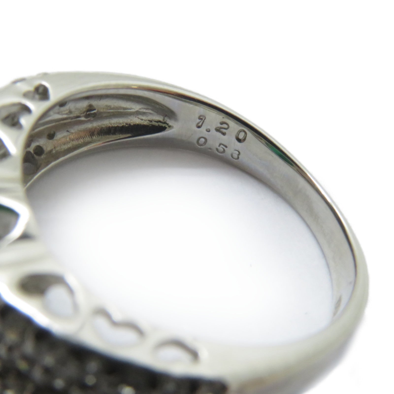 JEWELRY PT900鉑金Emerald Ring 1.20ct綠寶石/0.53ct鑚石戒指US#6