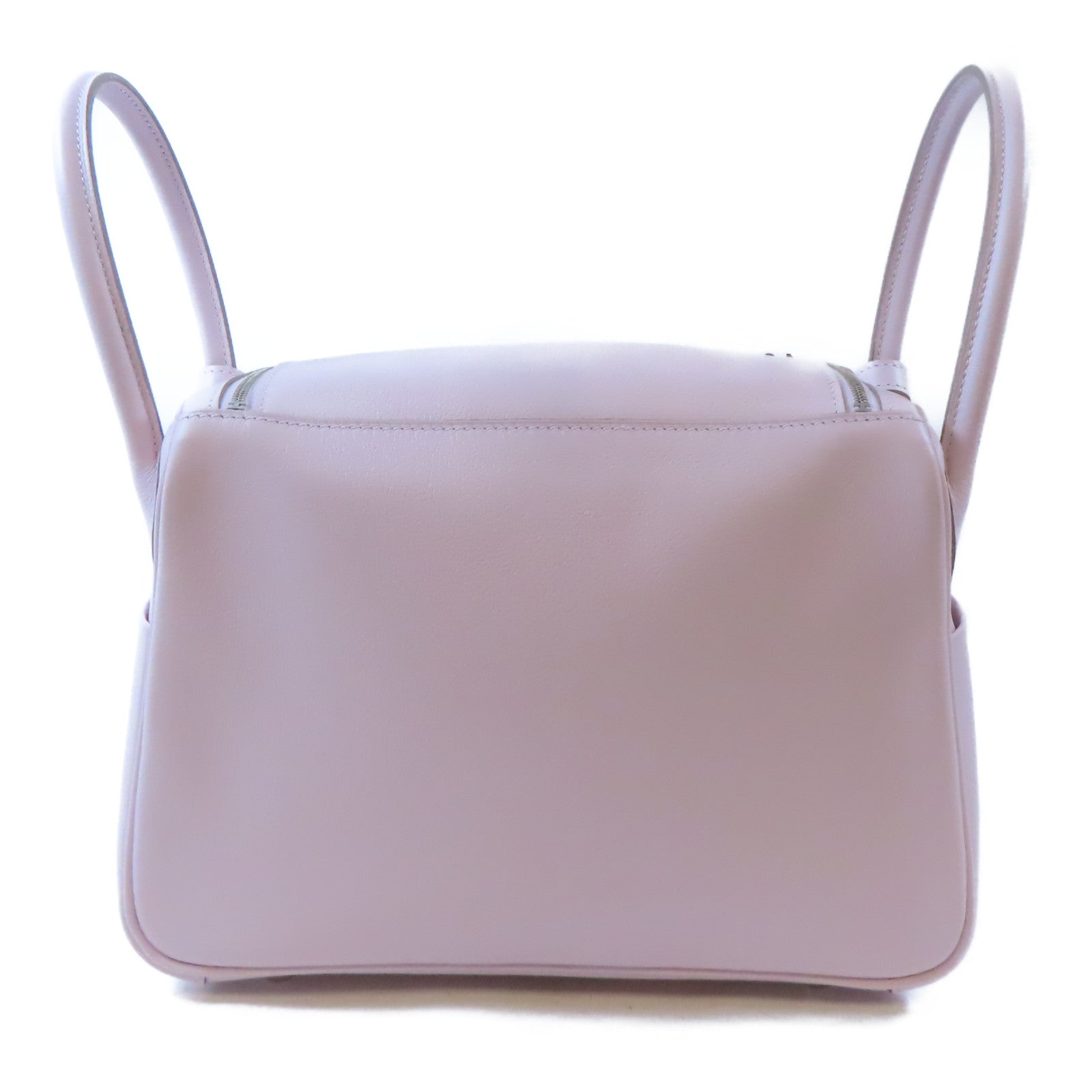 HERMES Evercolor皮革Lindy 26銀扣手挽肩背兩用袋Mauve Pale/淺紫色/New White/白色