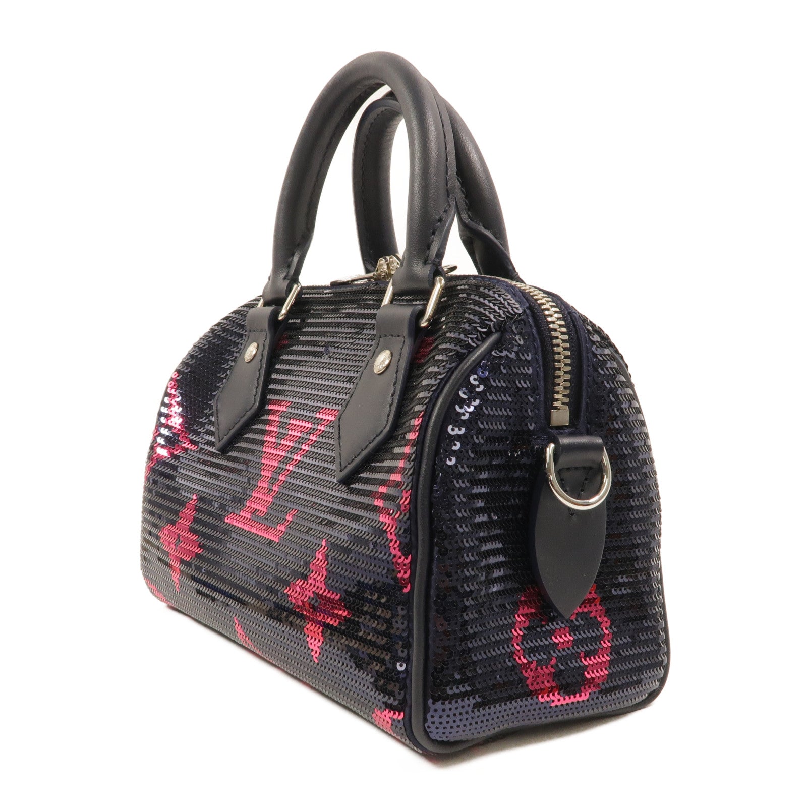 LOUIS VUITTON Satin/Sequins Speedy Bandouliere 18手挽肩背兩用袋